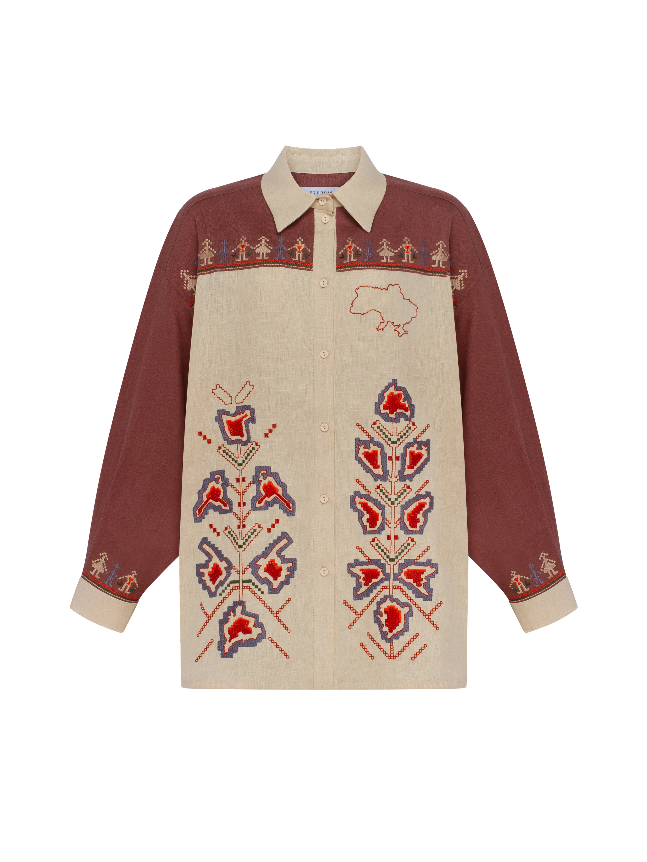 Linen shirt with embroidered cities-heroes Smilyvist 2 order