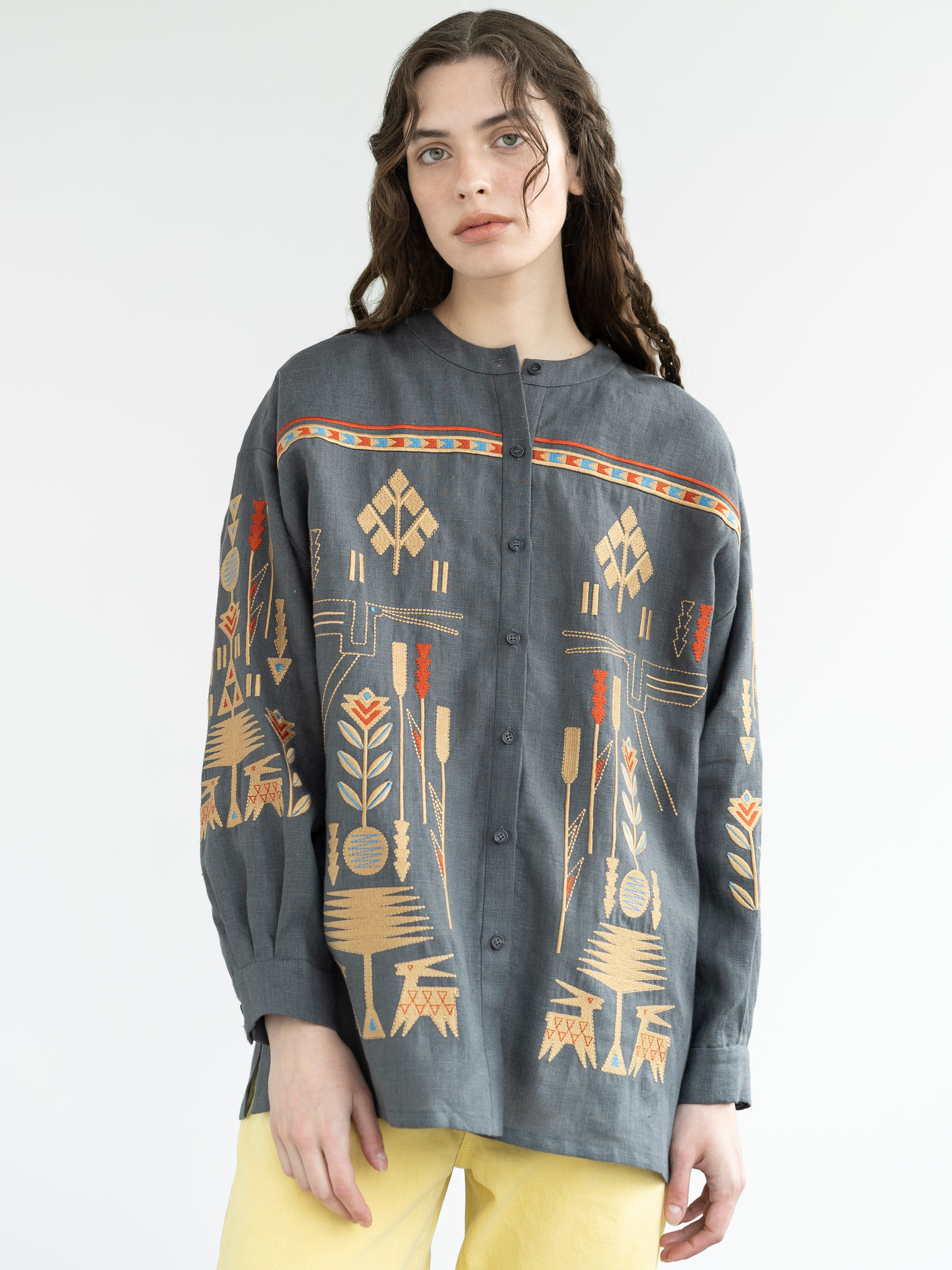 Linen shirt with embroidery Saenko Buy