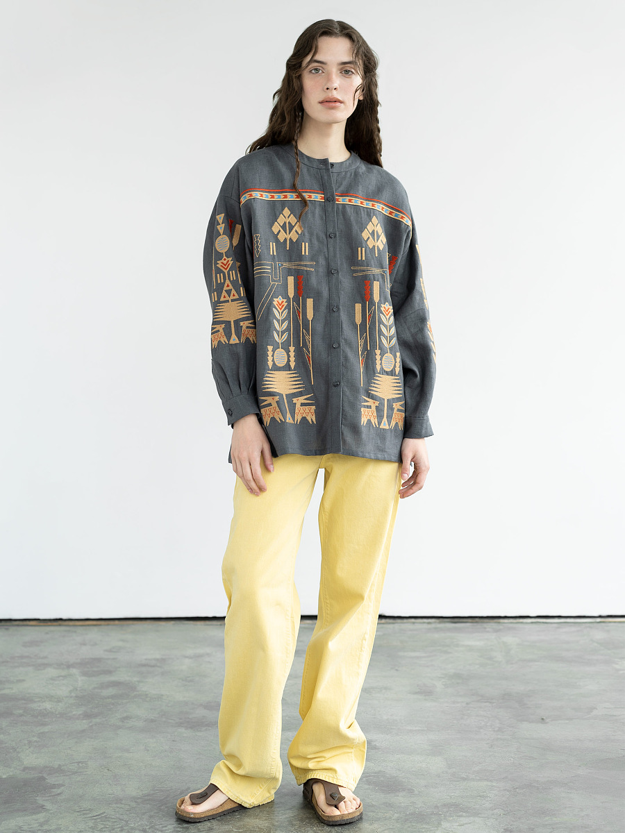 Linen shirt with embroidery Saenko [0]