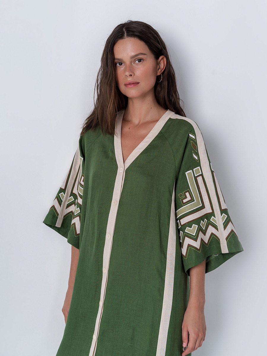 Green dress with short sleeve Symwol [0]