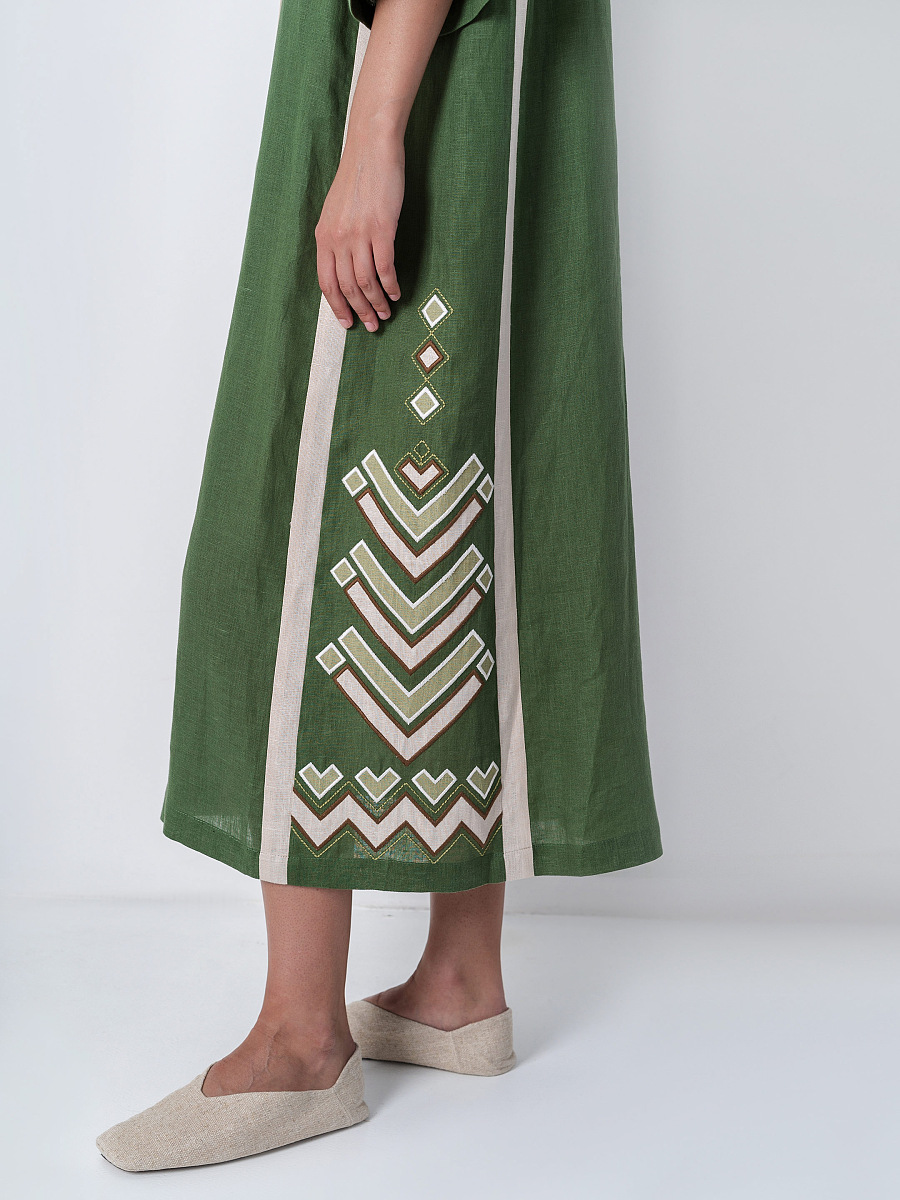 Green dress with short sleeve Symwol [0]