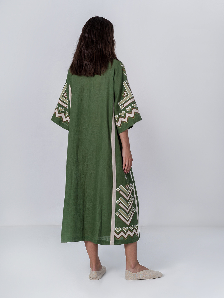 Green dress with short sleeve Symwol [0]