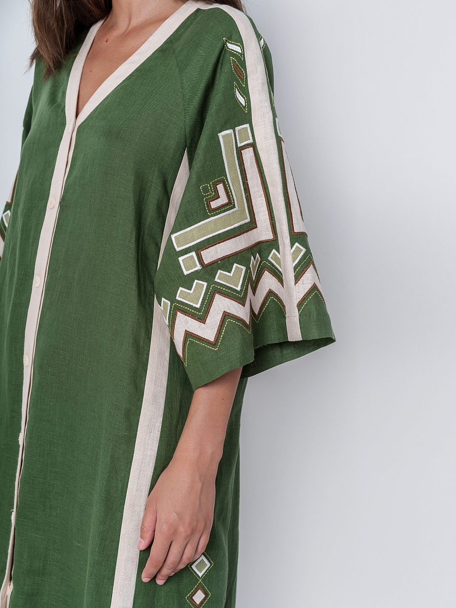 Green dress with short sleeve Symwol [0]