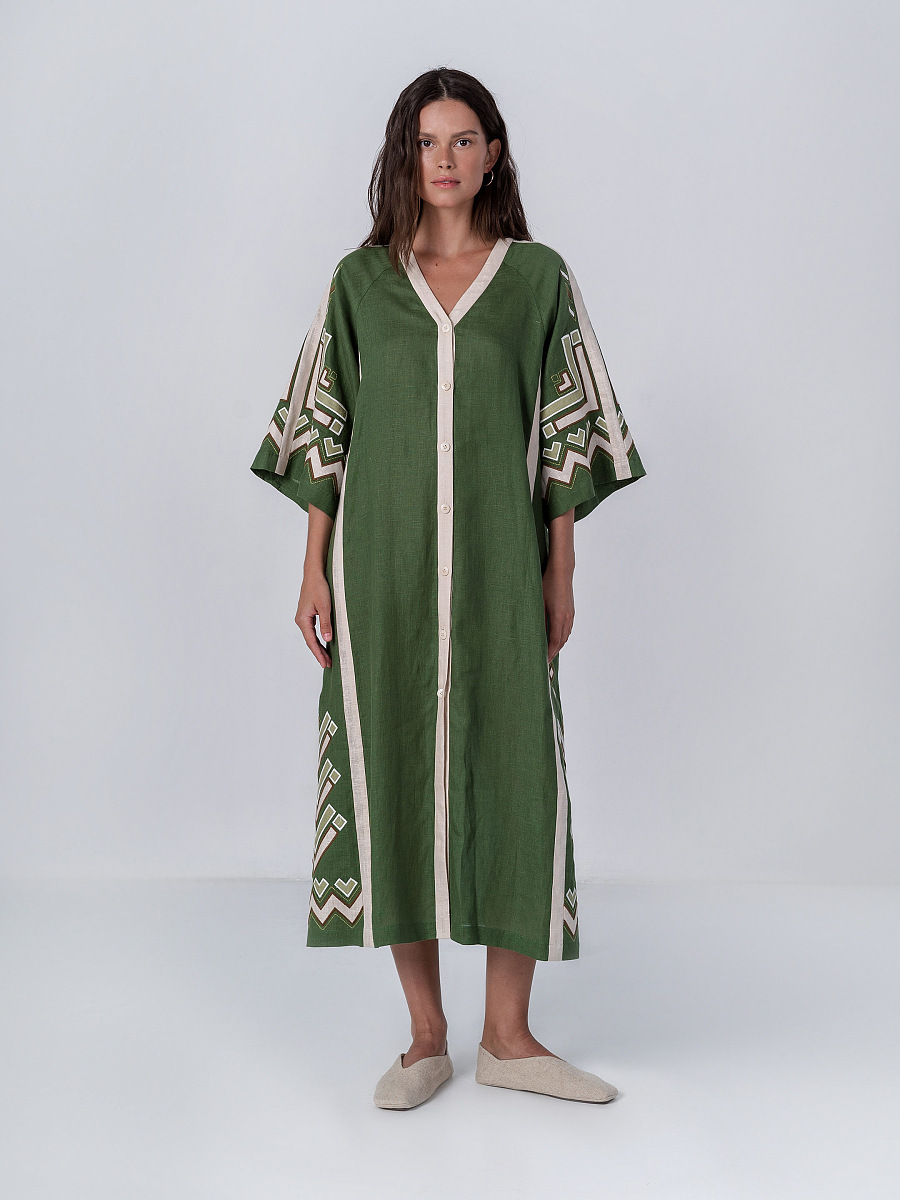 Green dress with short sleeve Symwol [0]