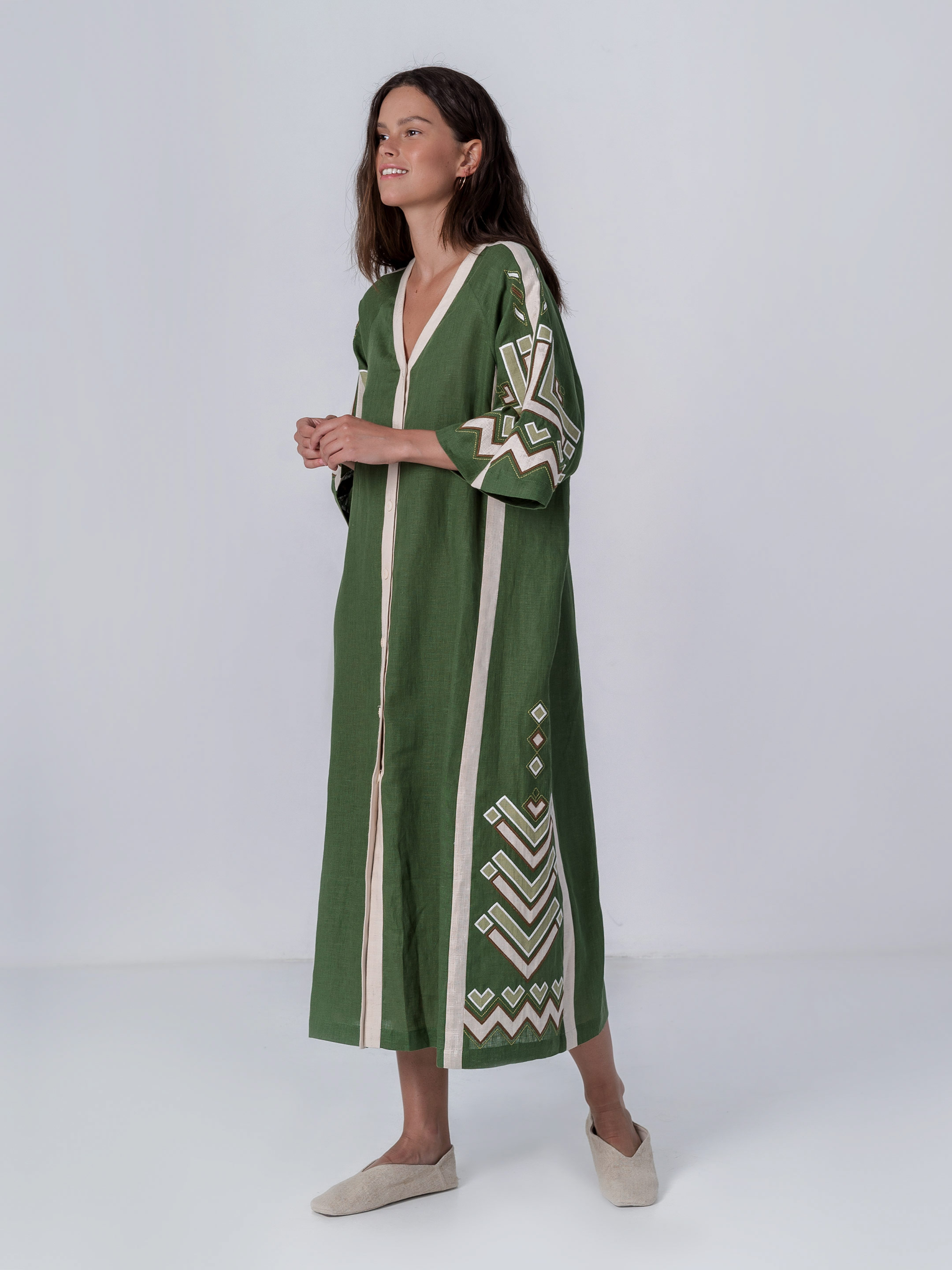 Green dress with short sleeve Symwol Buy