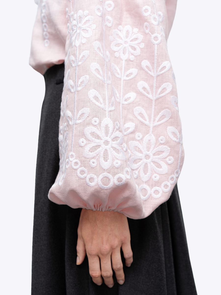 Light purple embroidered linen with floral ornament BOTANIC [0]