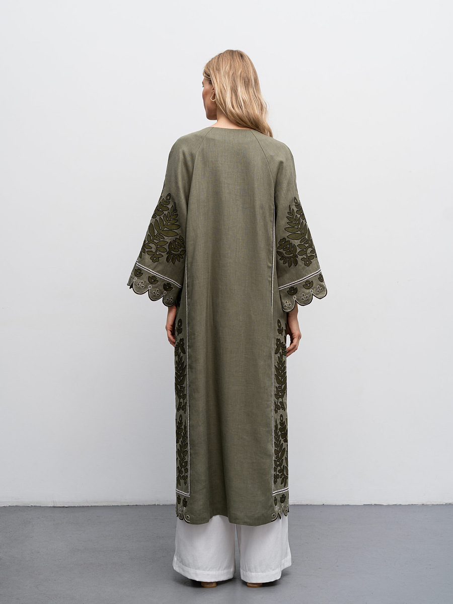 Linen embroidered dress with buttons Smereka [0]