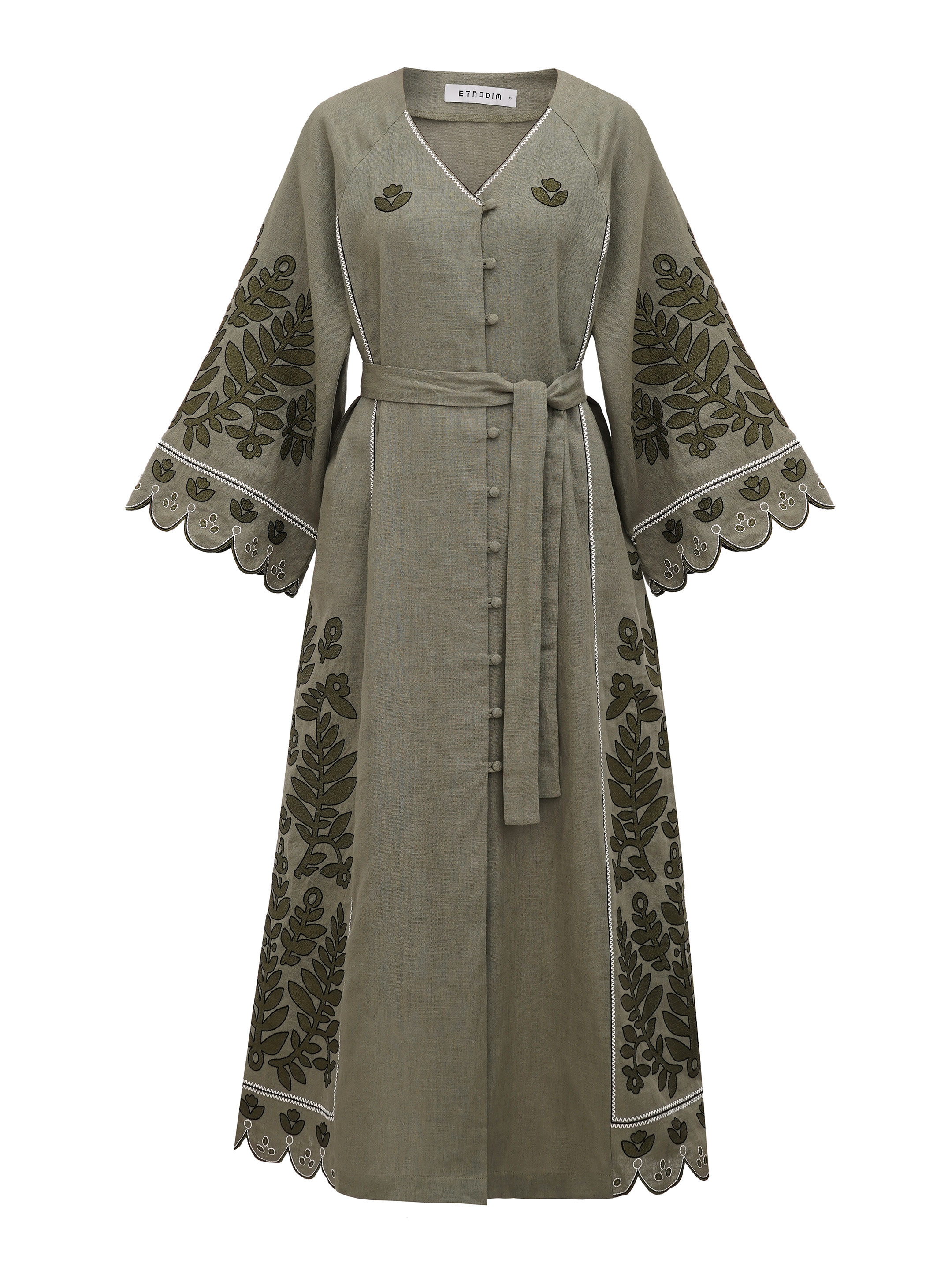 Linen embroidered dress with buttons Smereka buy