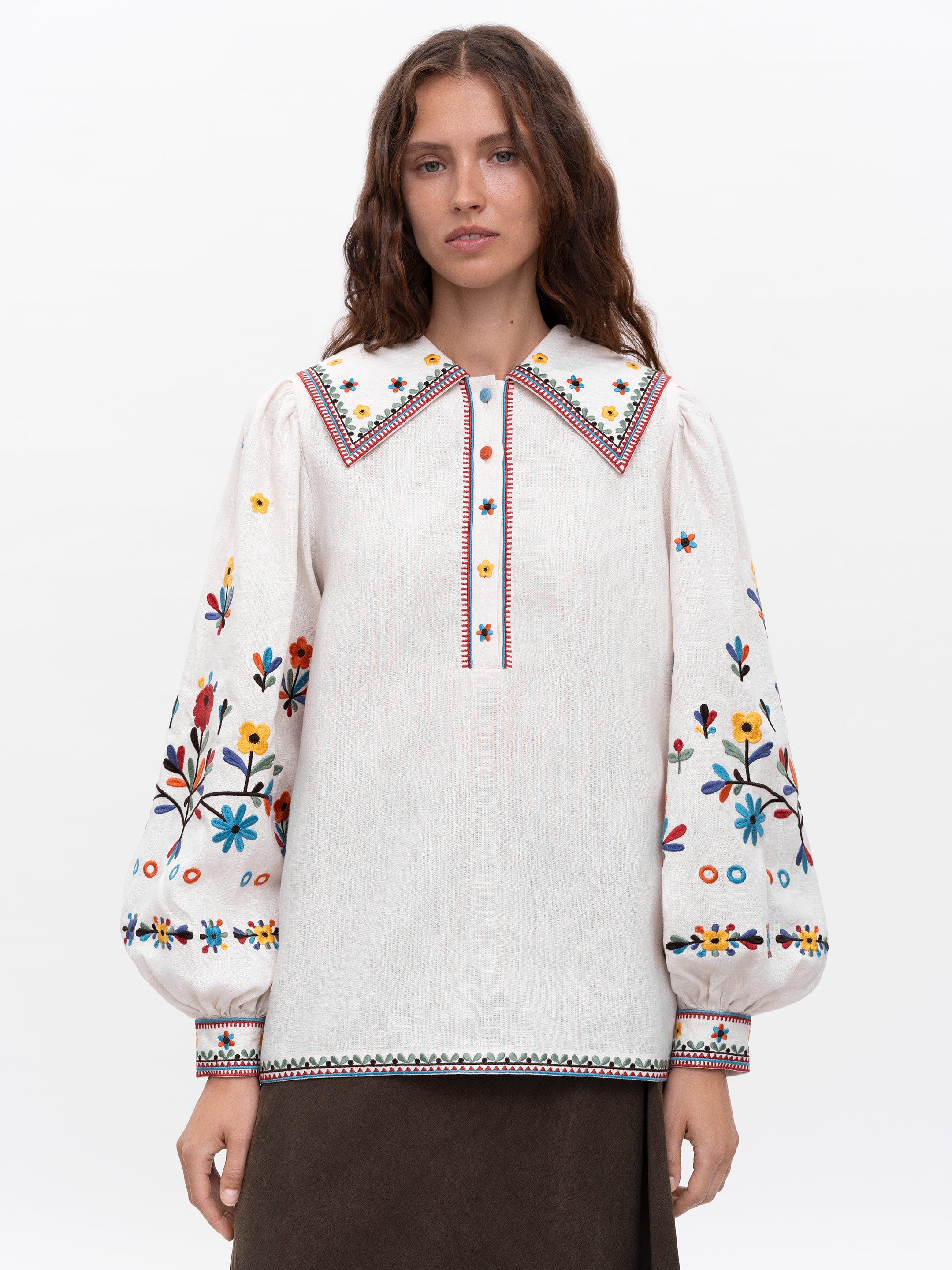 Embroidered linen shirt with yavorivsky ornament Yavir Buy
