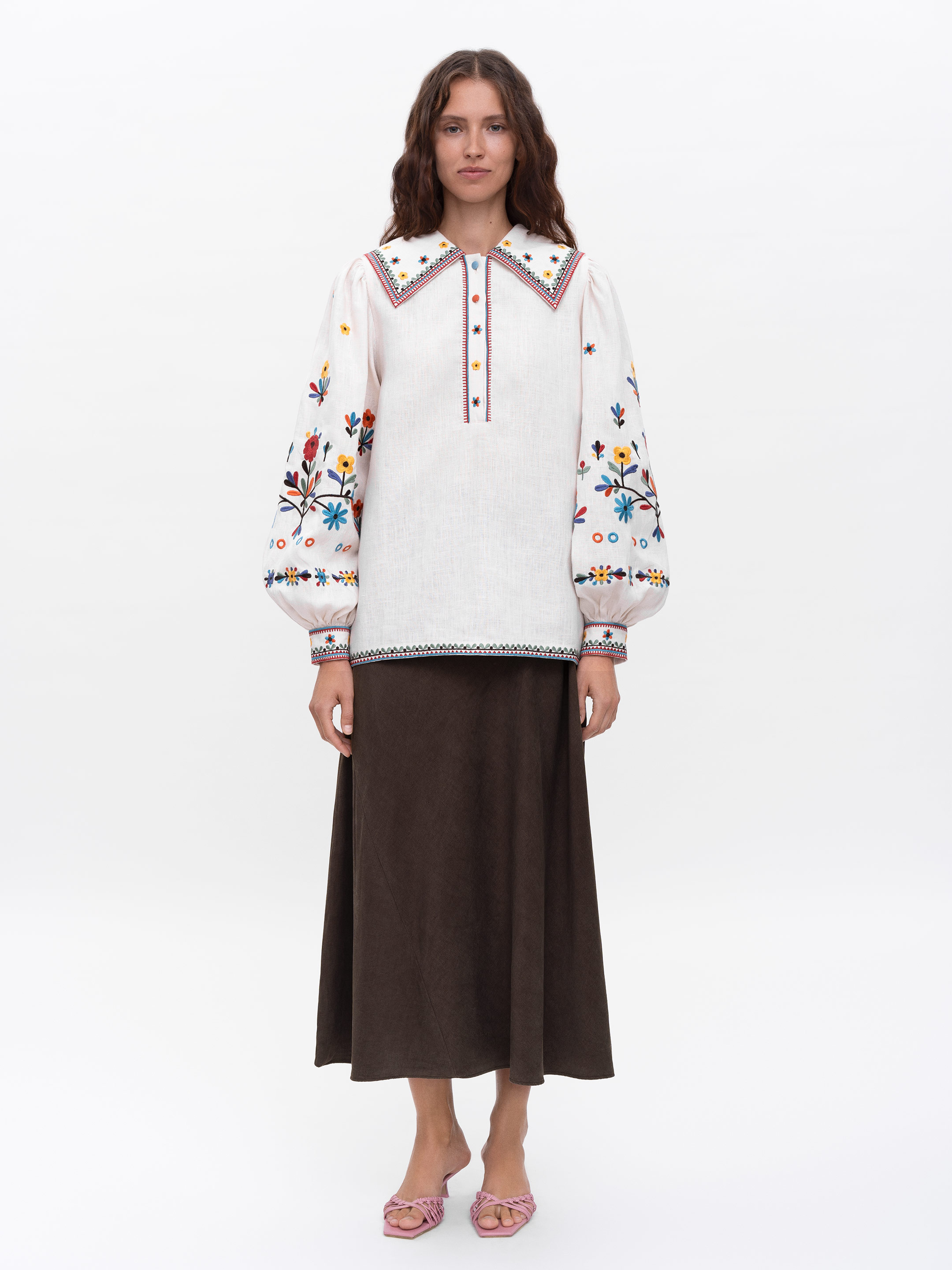 Embroidered linen shirt with yavorivsky ornament Yavir ціна