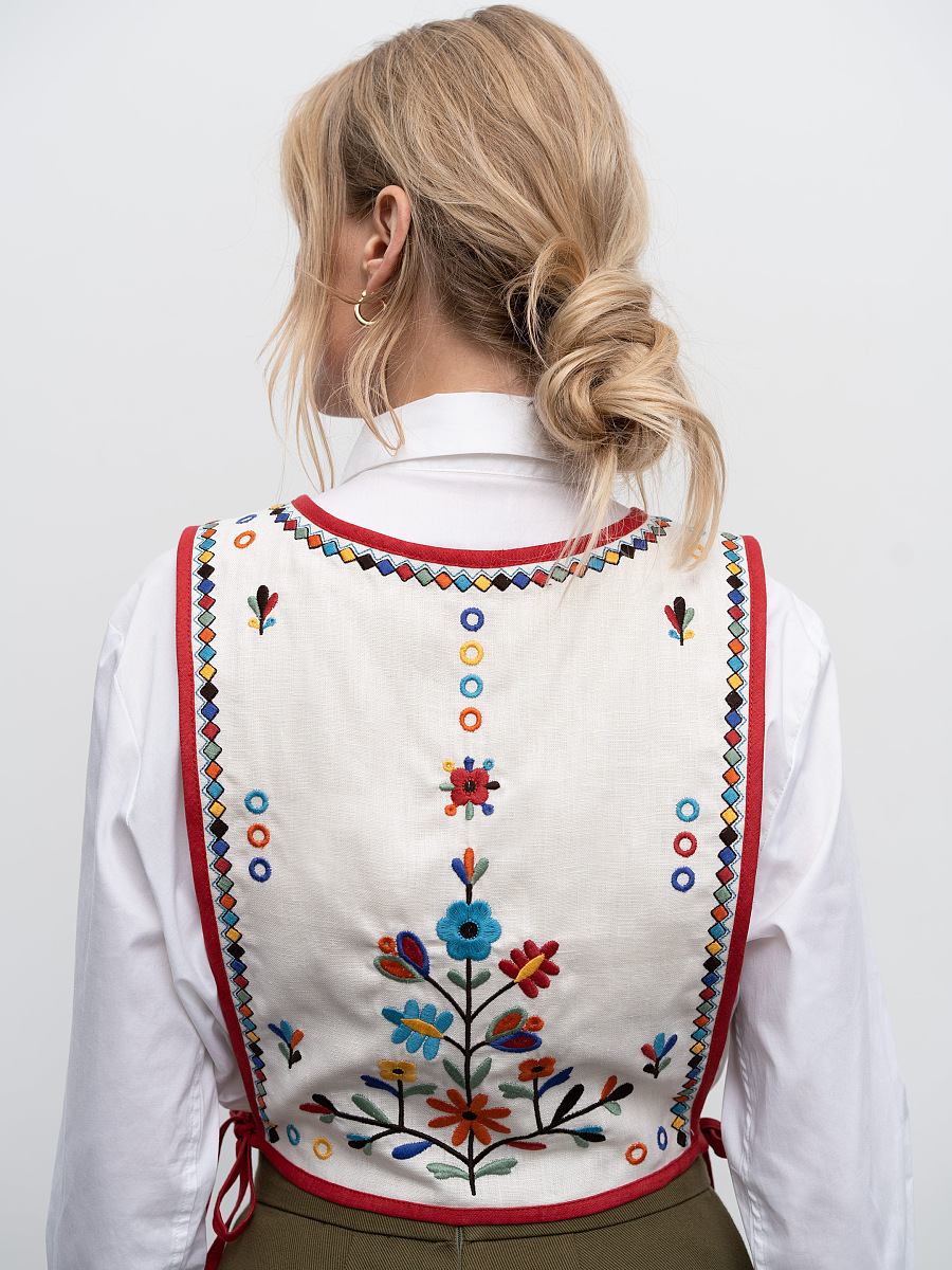 Linen embroidered vest with ties Yaryna vest [0]