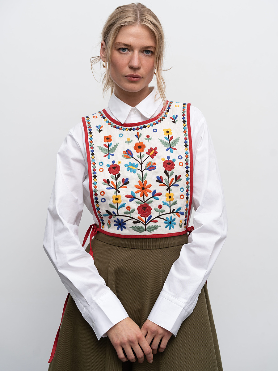 Linen embroidered vest with ties Yaryna vest [0]