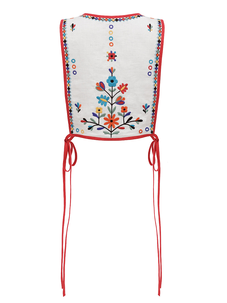 Linen embroidered vest with ties Yaryna vest [0]