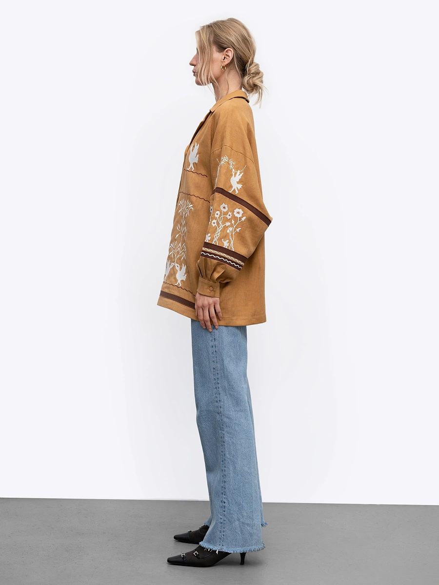 Women's embroidered shirt dedicated to Skovoroda Bayka — Yellow