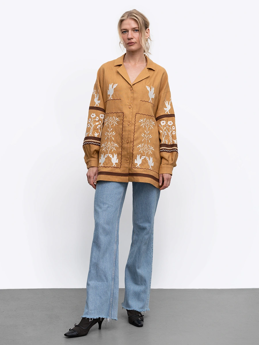 Women's embroidered shirt dedicated to Skovoroda Bayka — Yellow