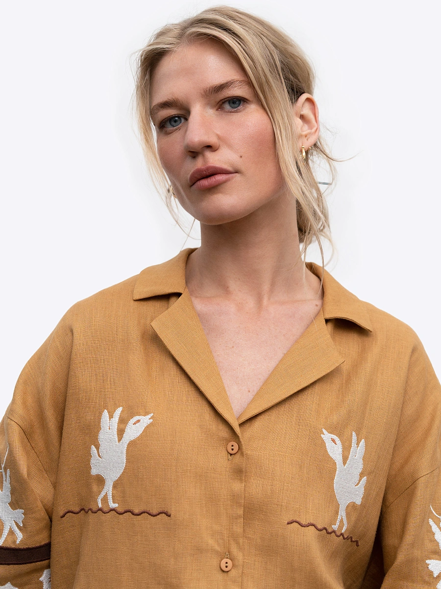Women's embroidered shirt dedicated to Skovoroda Bayka — Yellow