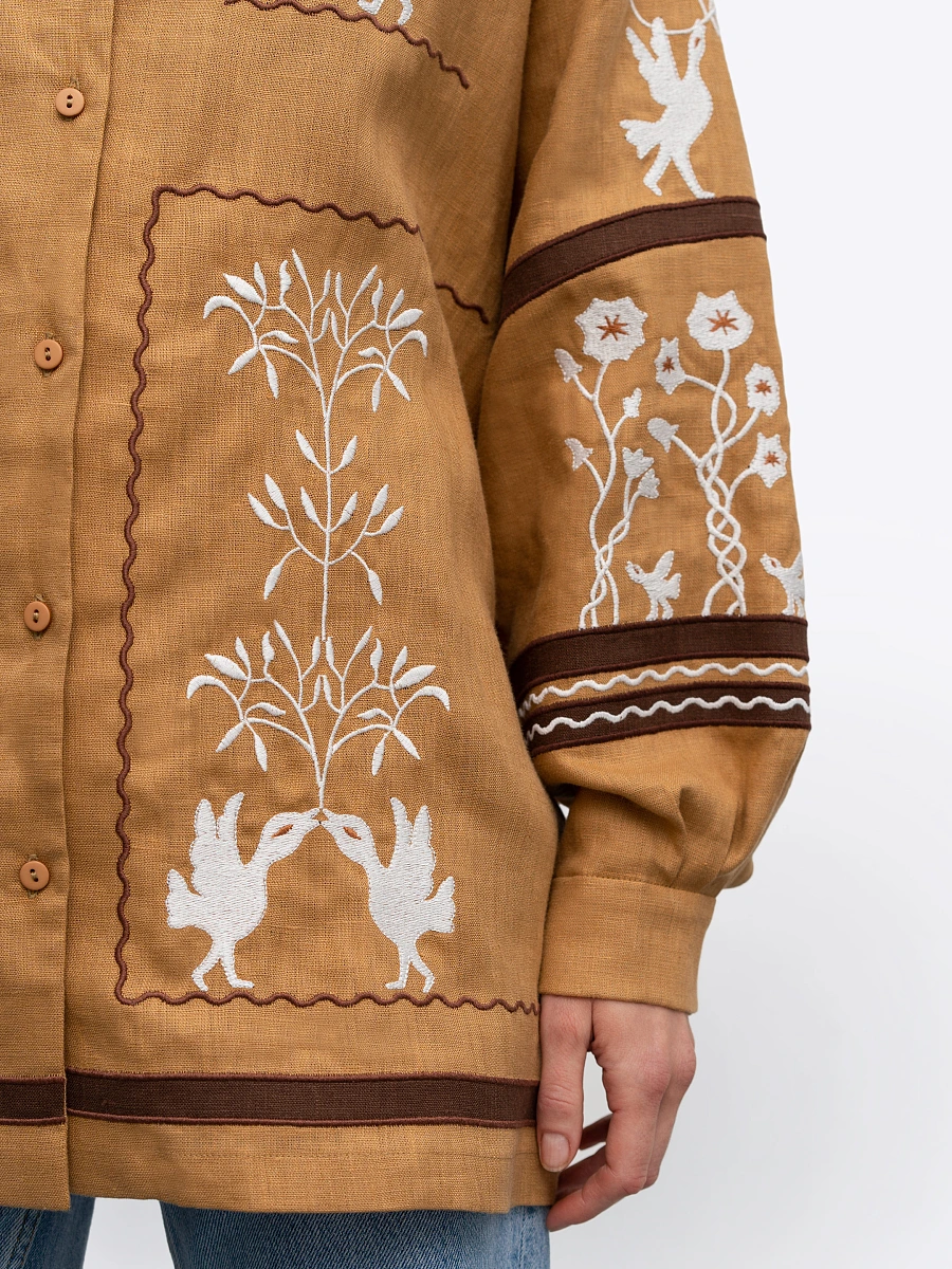 Women's embroidered shirt dedicated to Skovoroda Bayka — Yellow