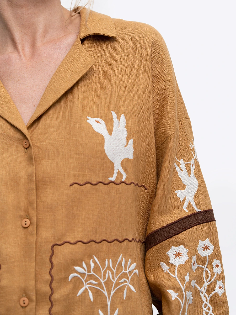 Women's embroidered shirt dedicated to Skovoroda Bayka — Yellow