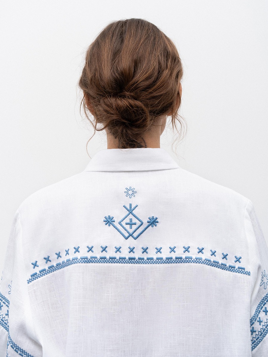 White linen shirt with embroidery Tsvit Syniy [0]