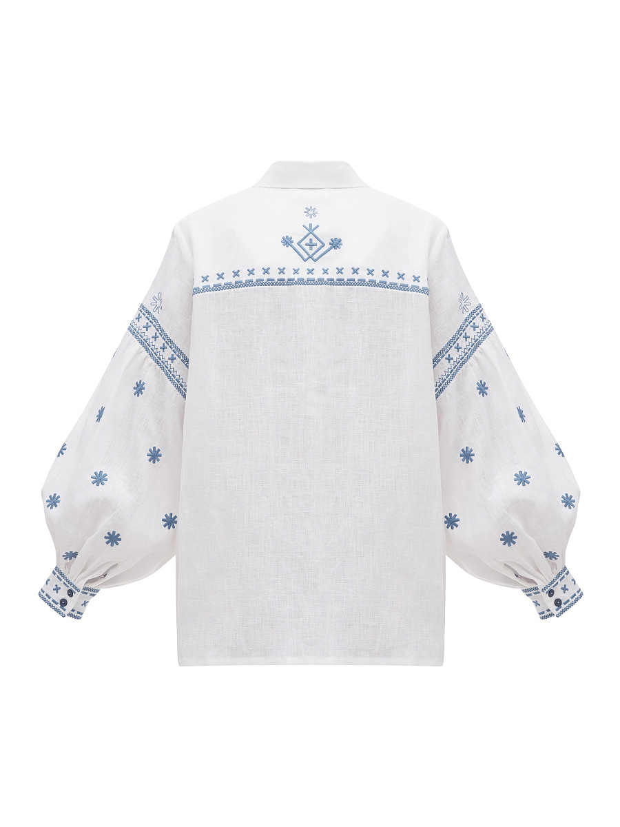 White linen shirt with embroidery Tsvit Syniy [0]
