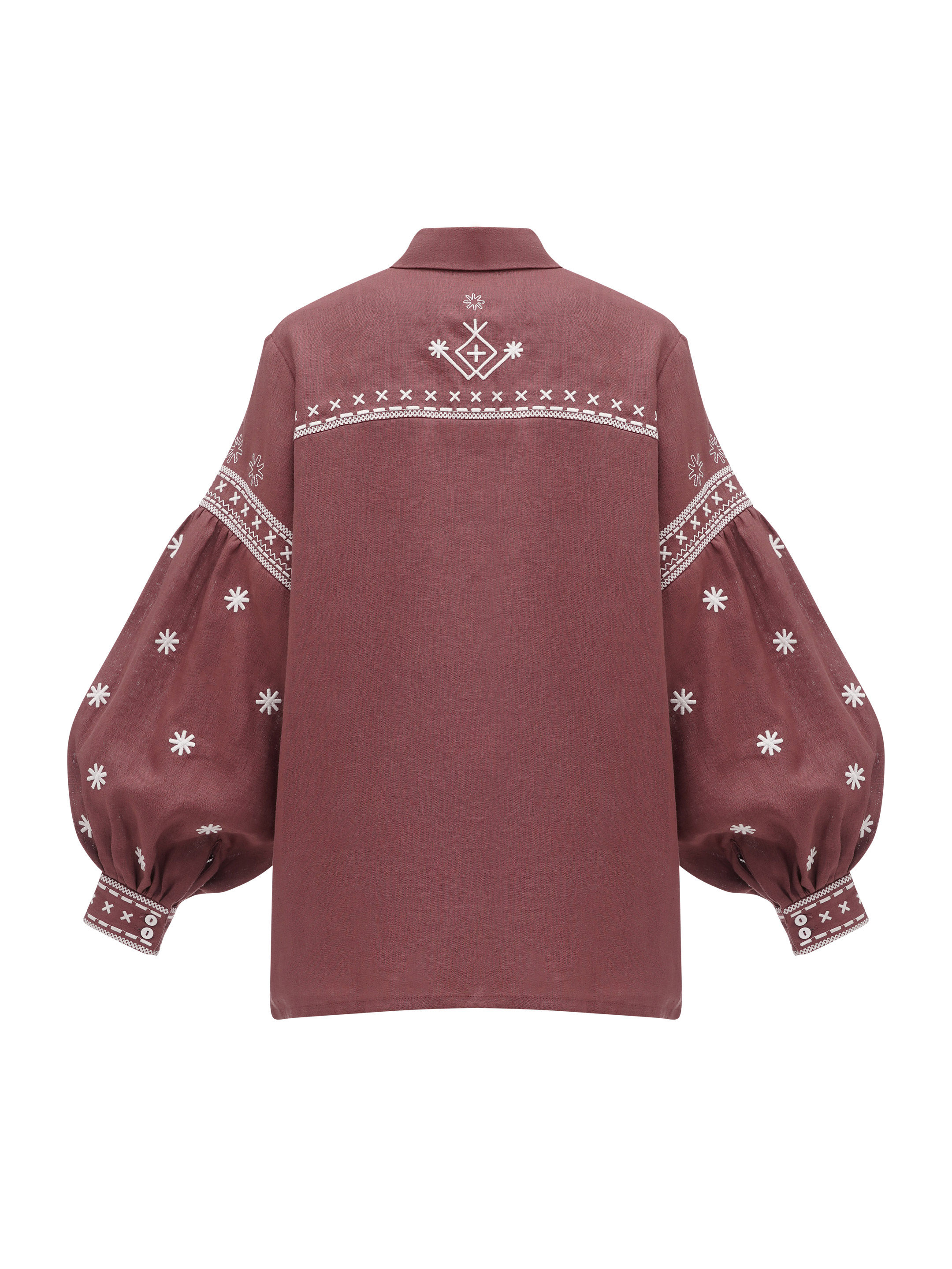 Terracotta linen shirt with embroidery Tsvit Tera sizes