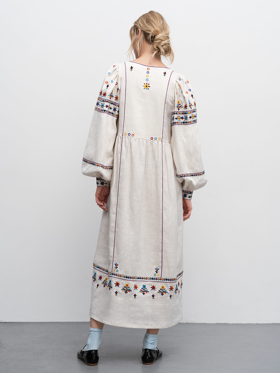 Long embroidered linen dress with yavorivsky ornament Yaryna [0]