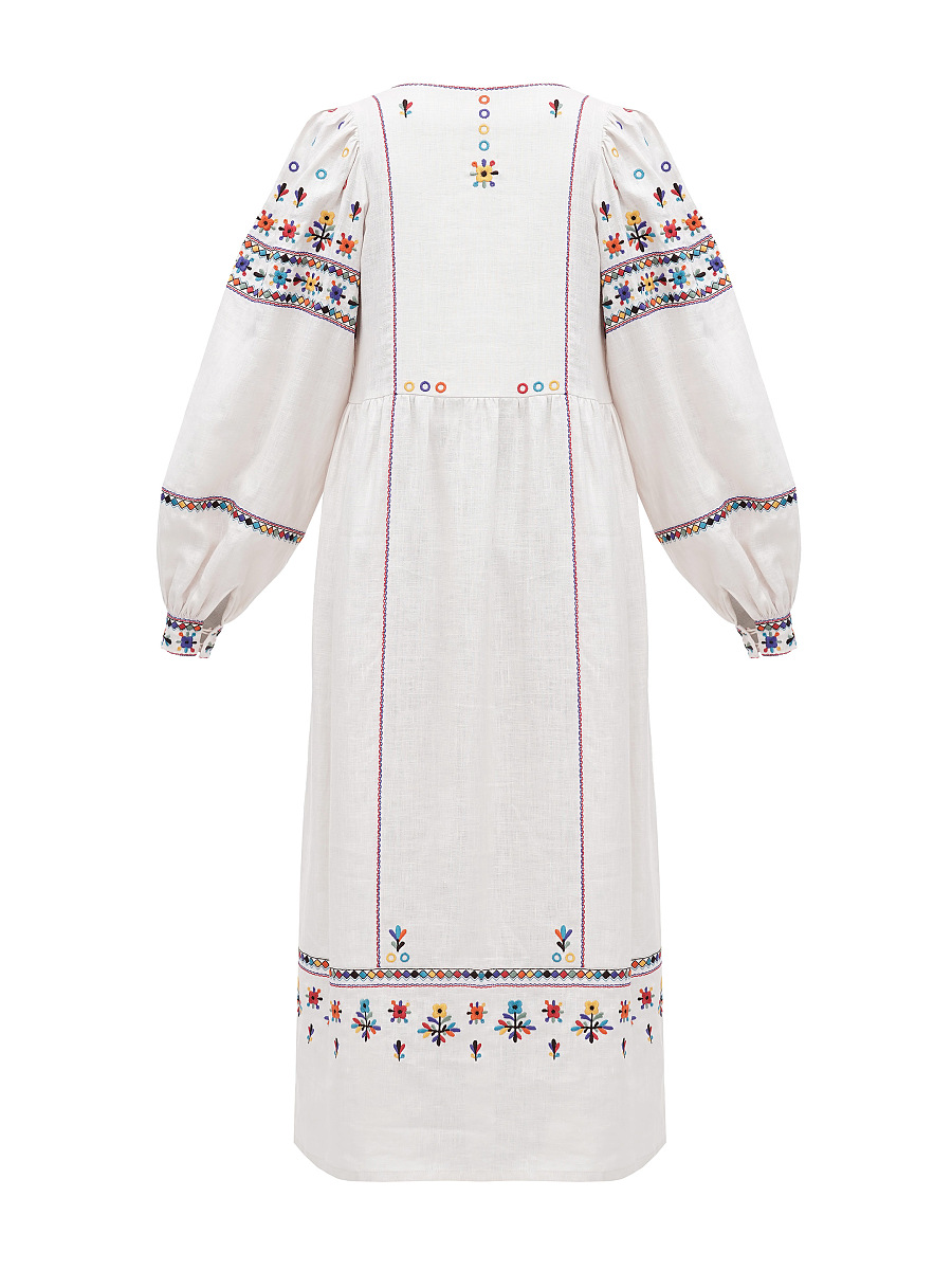 Long embroidered linen dress with yavorivsky ornament Yaryna [0]