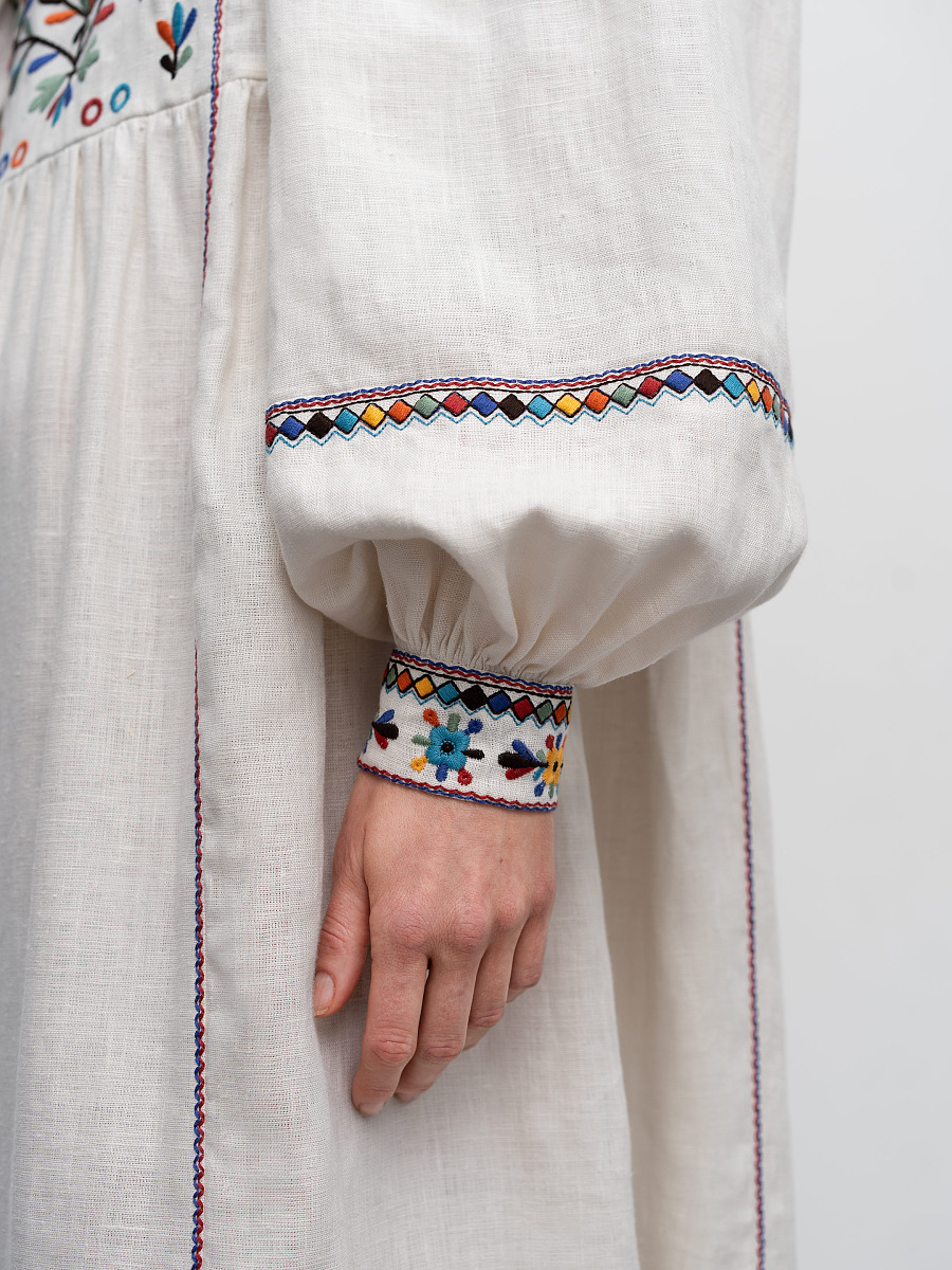 Long embroidered linen dress with yavorivsky ornament Yaryna [0]