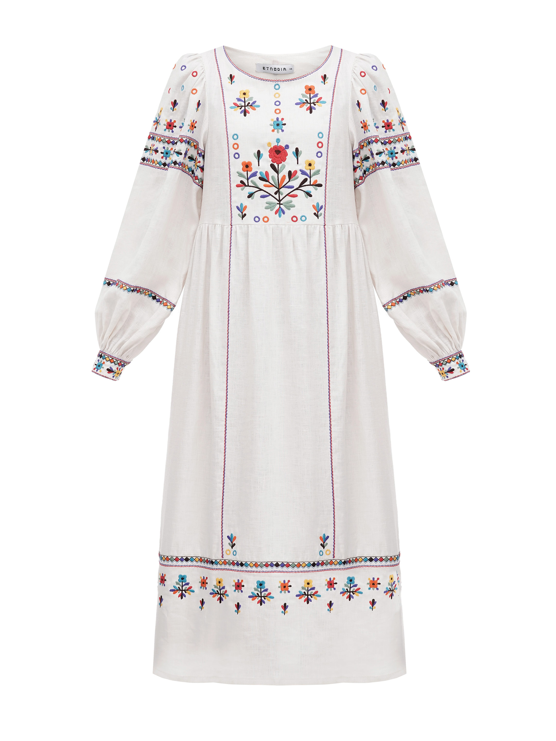 Long embroidered linen dress with yavorivsky ornament Yaryna buy