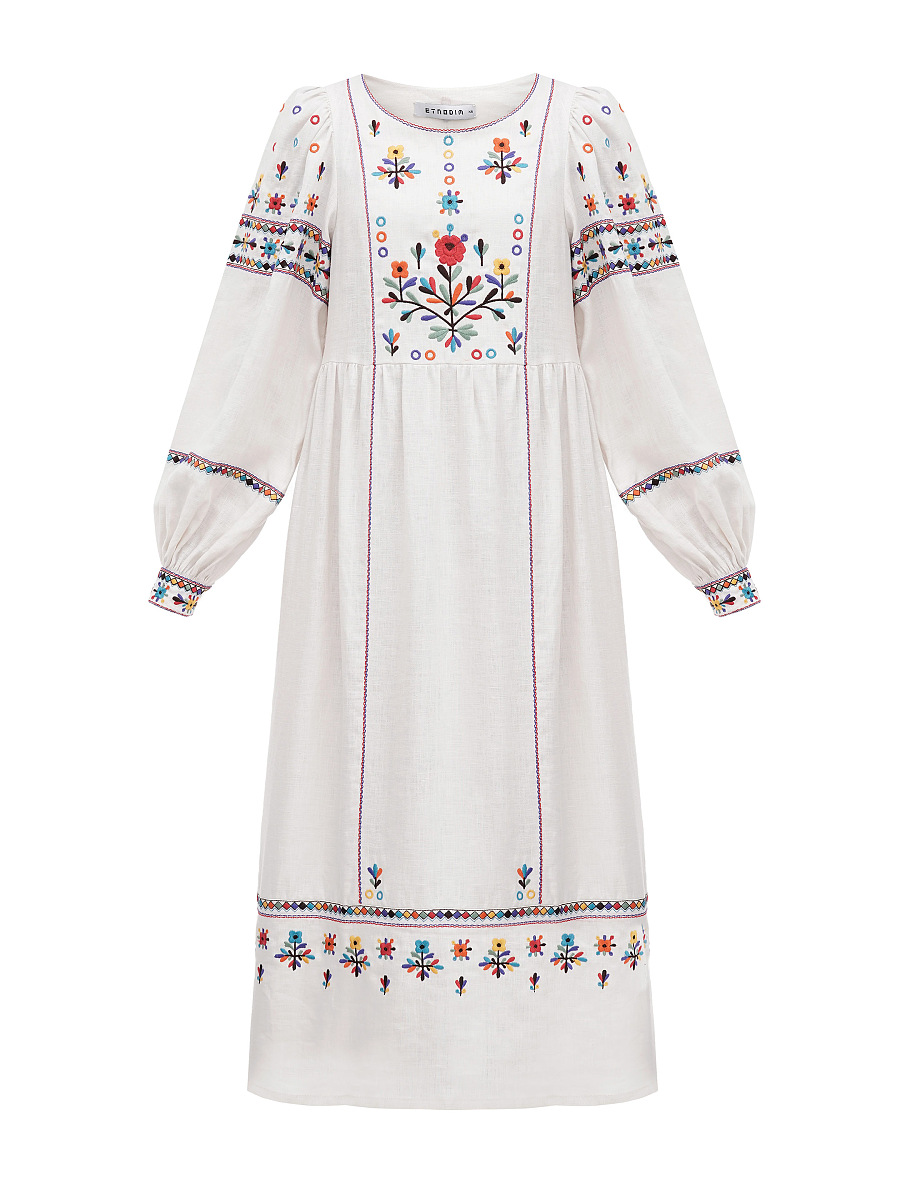 Long embroidered linen dress with yavorivsky ornament Yaryna [0]