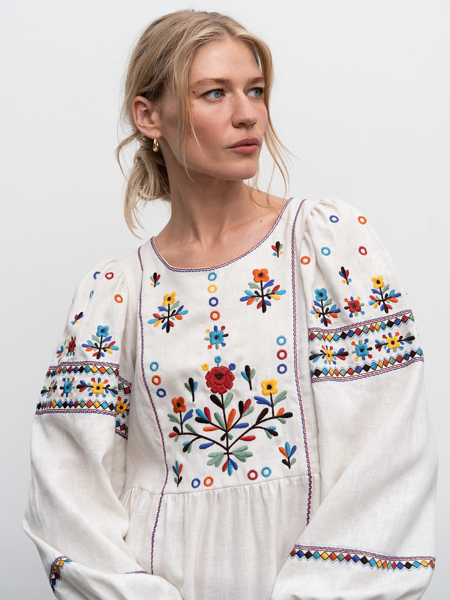 Long embroidered linen dress with yavorivsky ornament Yaryna [0]