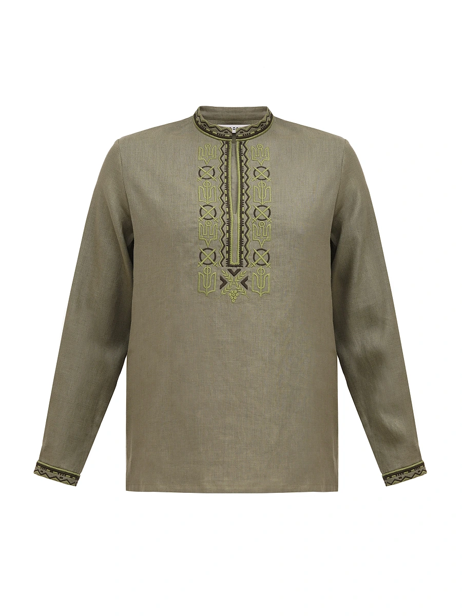 Men's embroidered shirt with symbols of Kyivan Rus 988 Black — Green