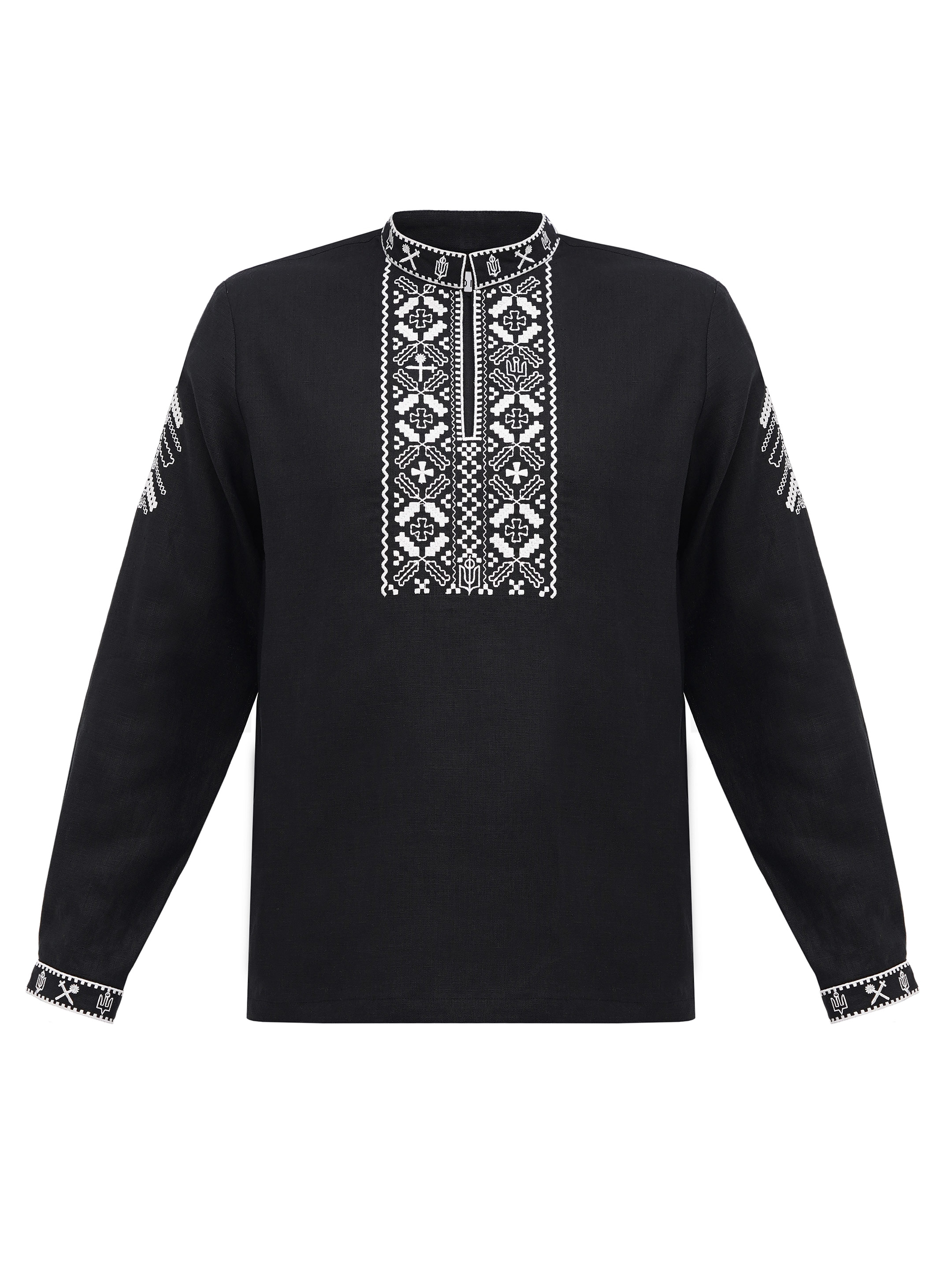 Black linen embroidered shirt Vidsich sizes