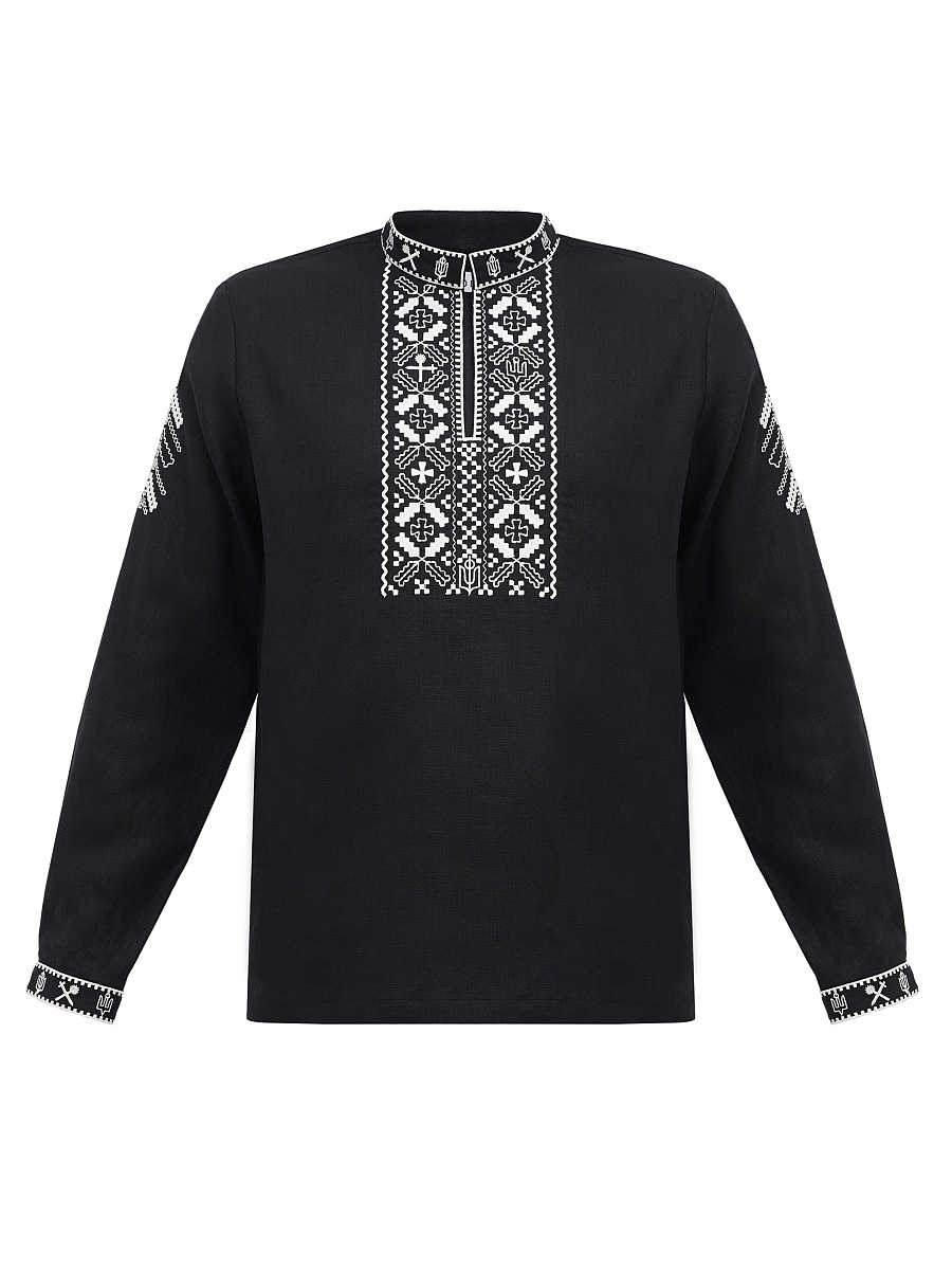 Black linen embroidered shirt Vidsich [0]