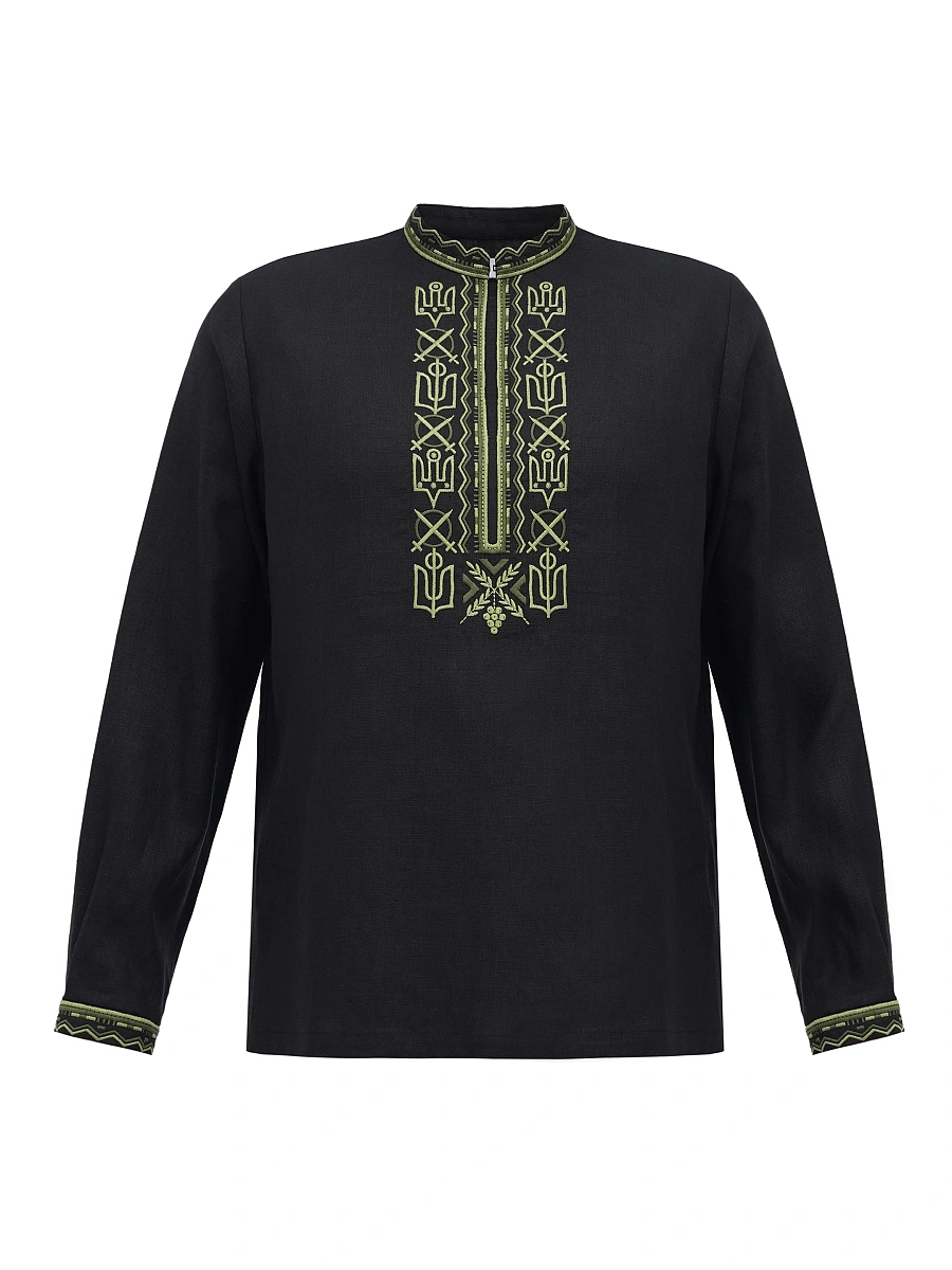 Men's embroidered shirt with symbols of Kyivan Rus 988 — Black