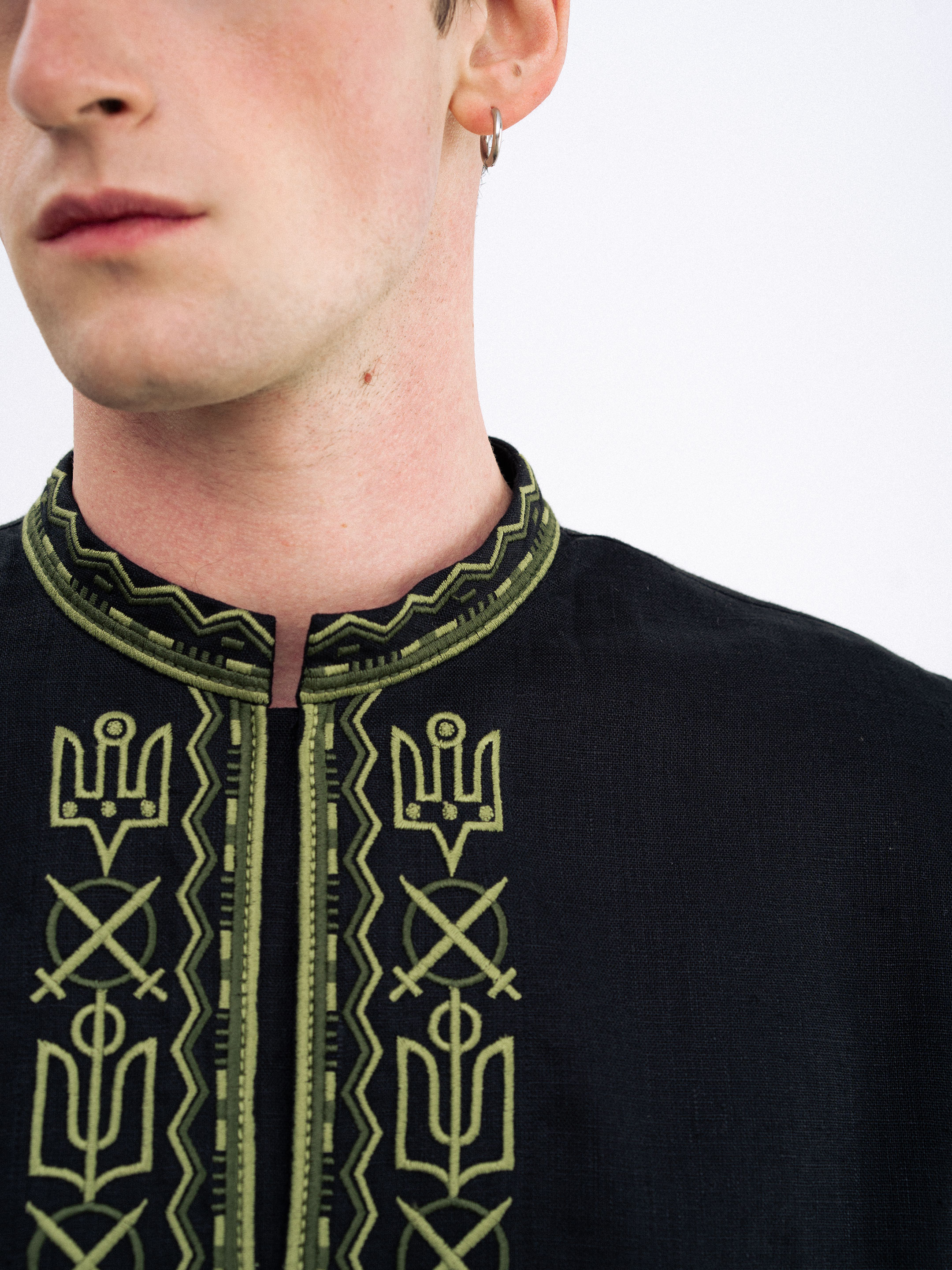 Men's embroidered shirt with symbols of Kyivan Rus 988 Black choose