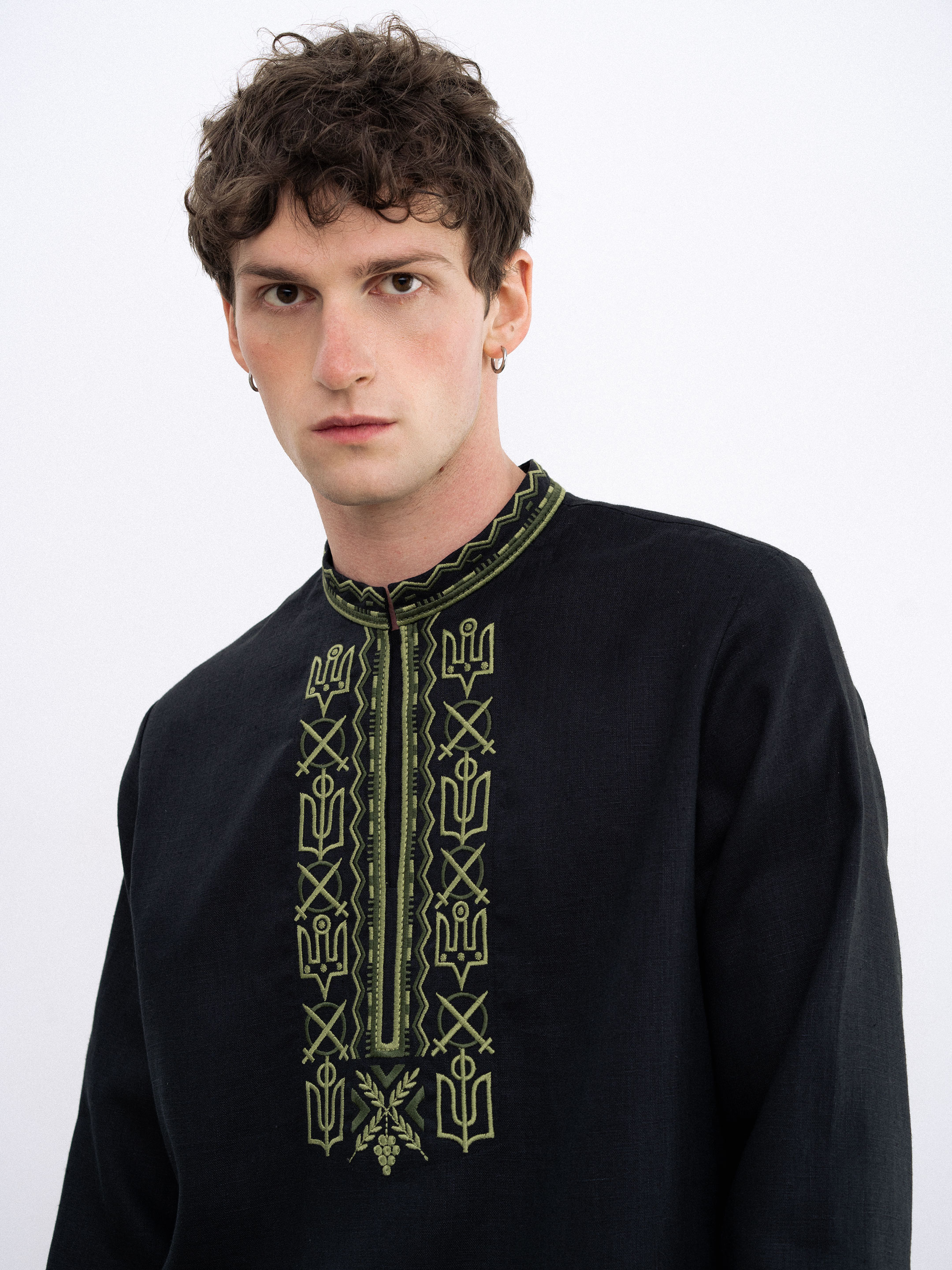 Men's embroidered shirt with symbols of Kyivan Rus 988 Black Buy