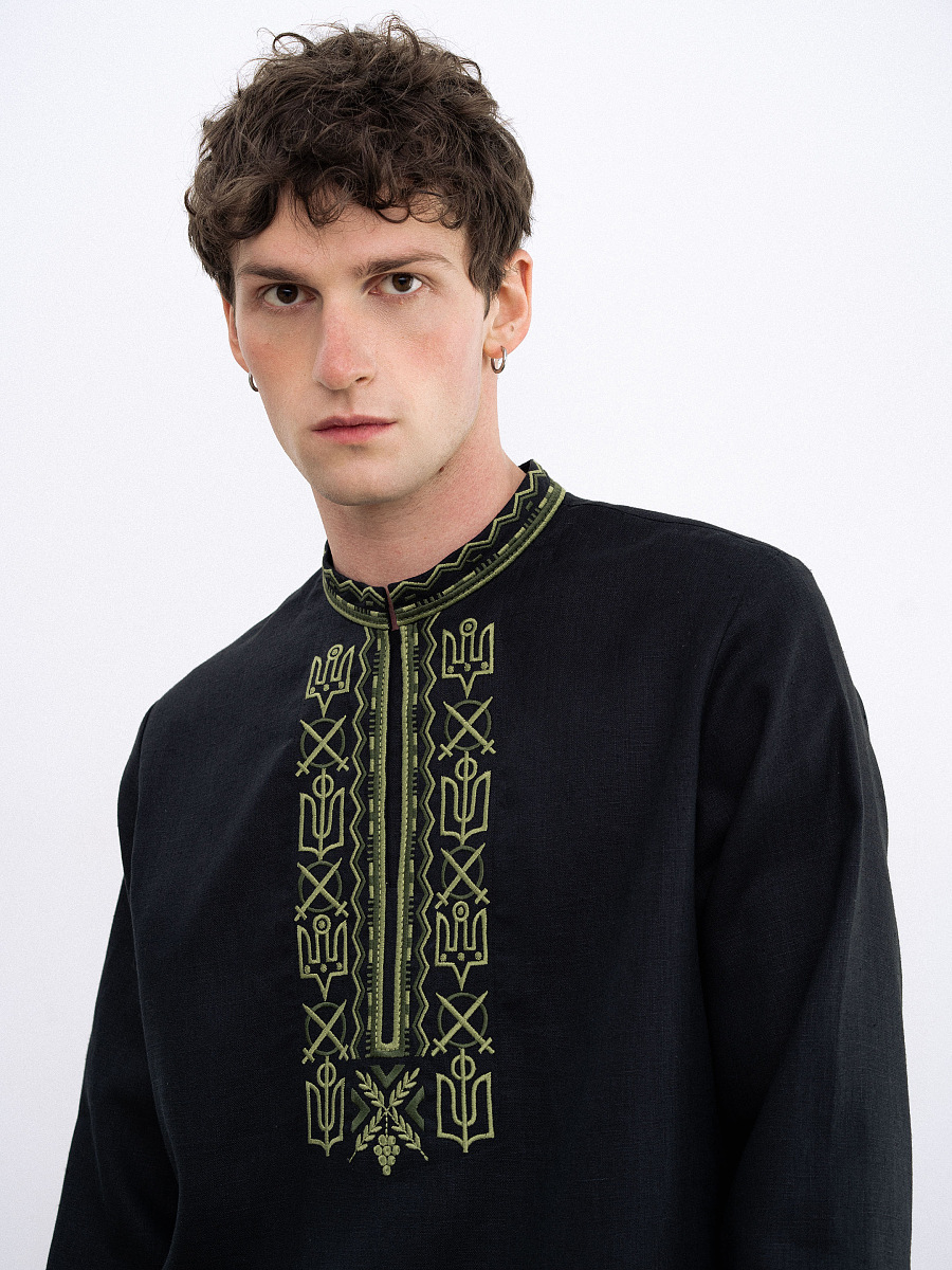 Men's embroidered shirt with symbols of Kyivan Rus 988 Black [0]