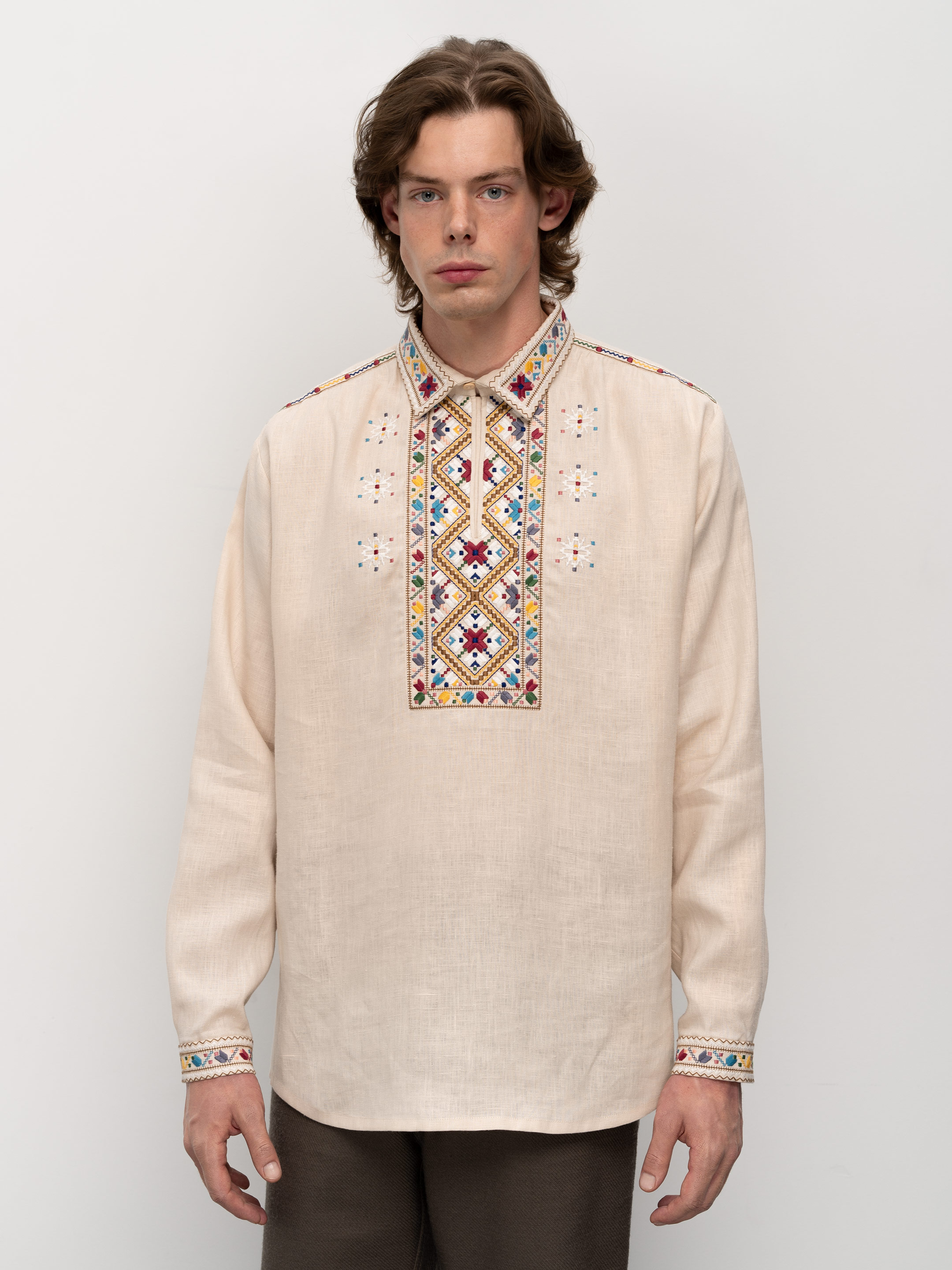 Men's embroidered shirt with collar Veremiy Buy