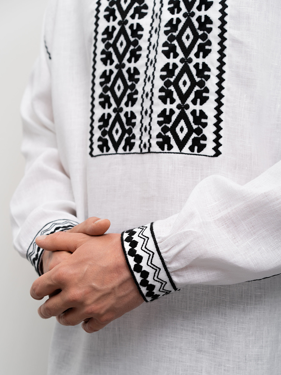 White men's embroidered shirt Kyivska [0]