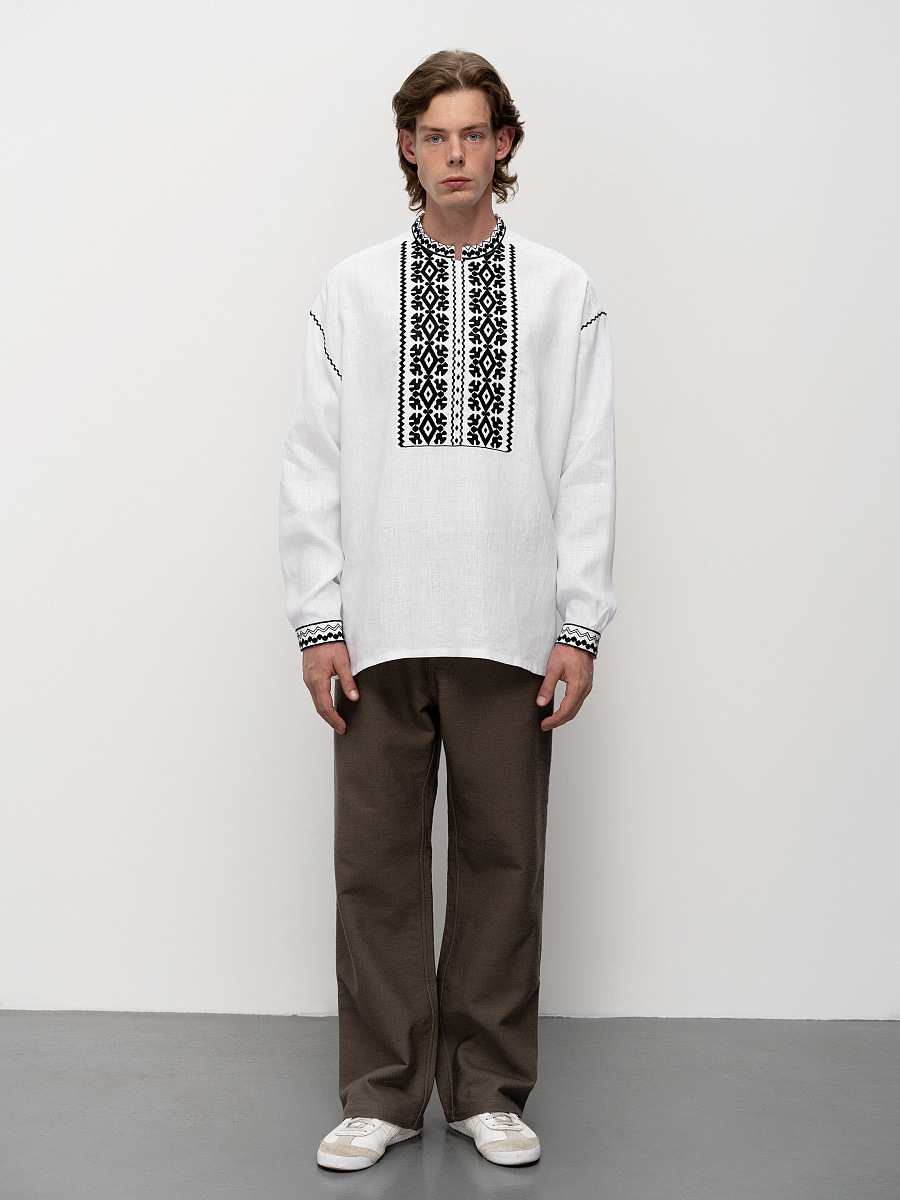 White men's embroidered shirt Kyivska [0]