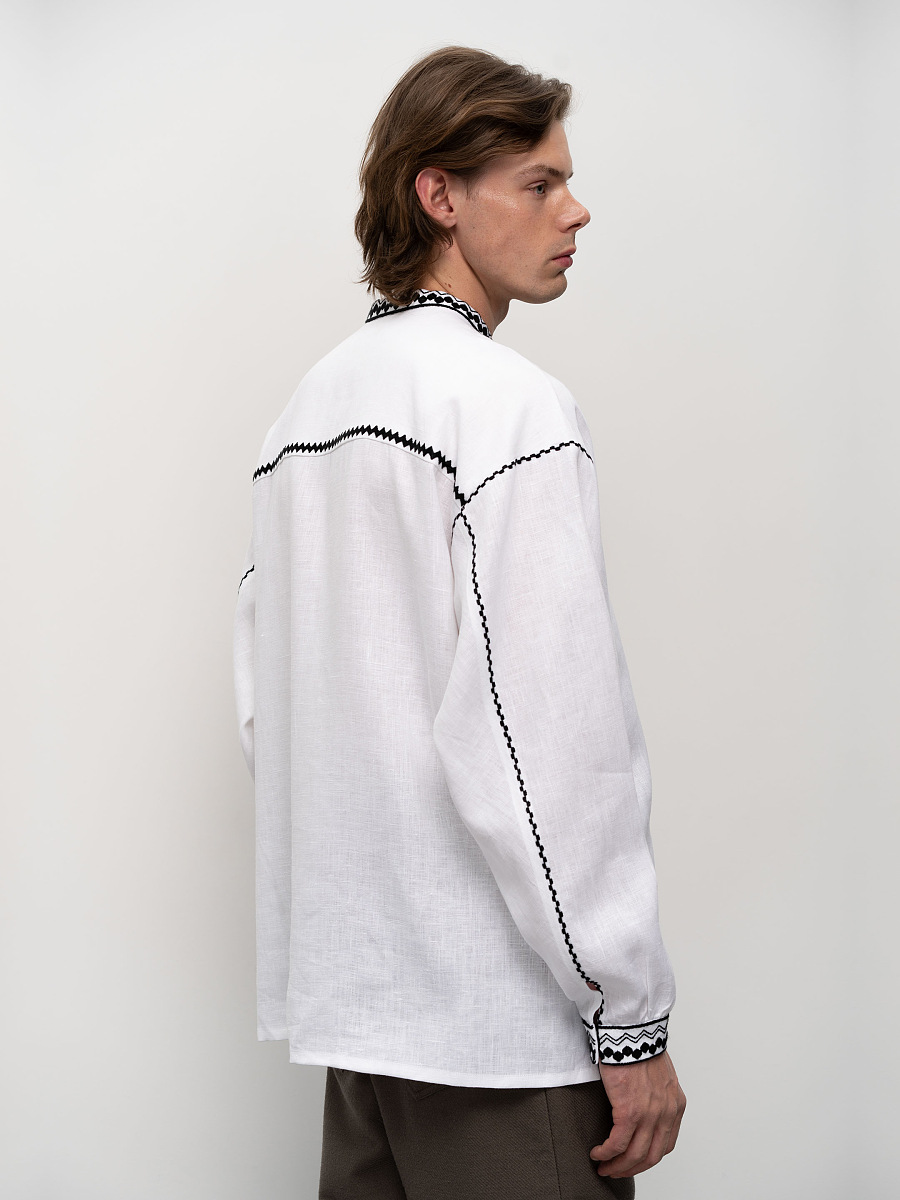 White men's embroidered shirt Kyivska [0]
