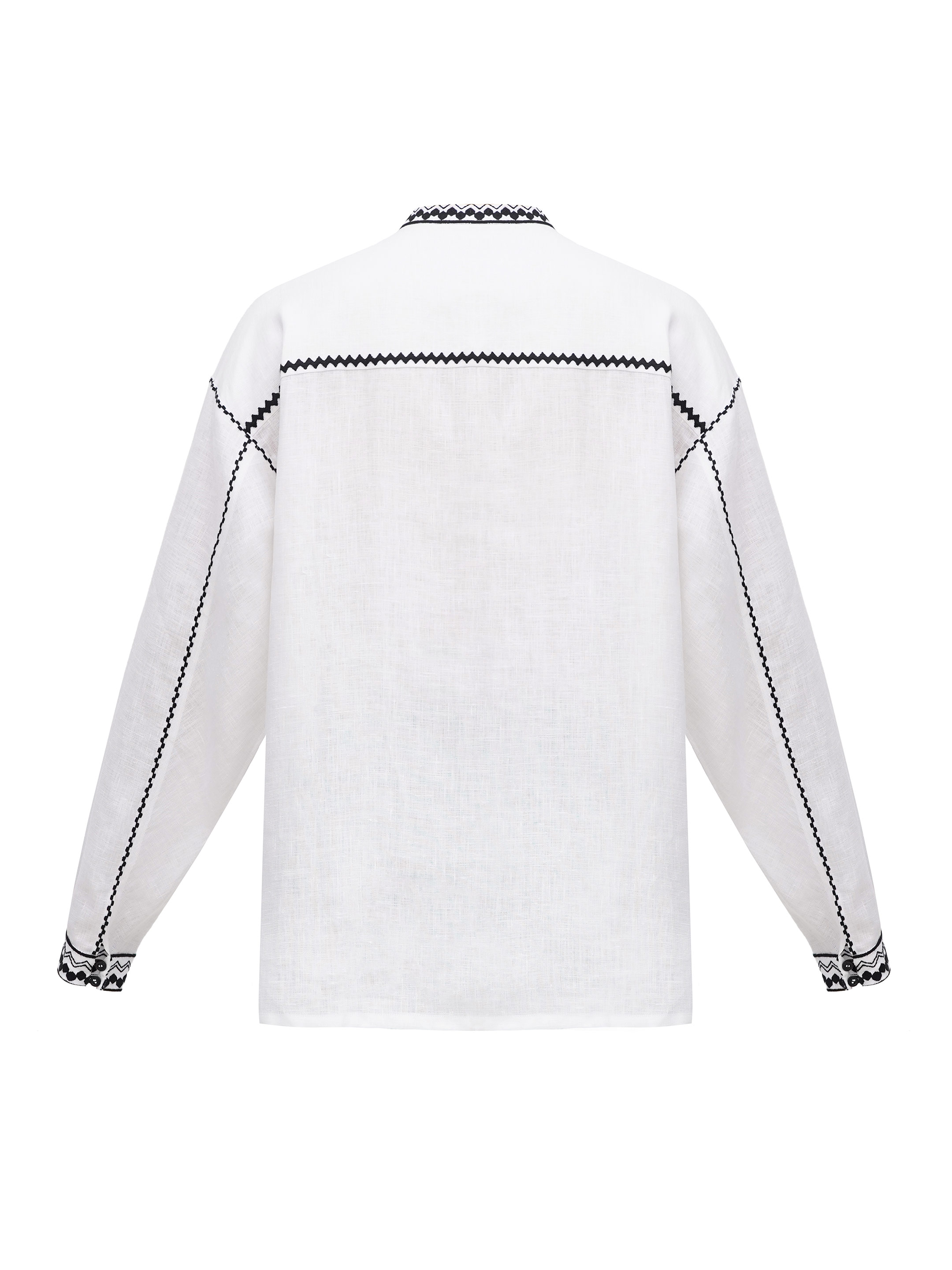 White men's embroidered shirt Kyivska fitting