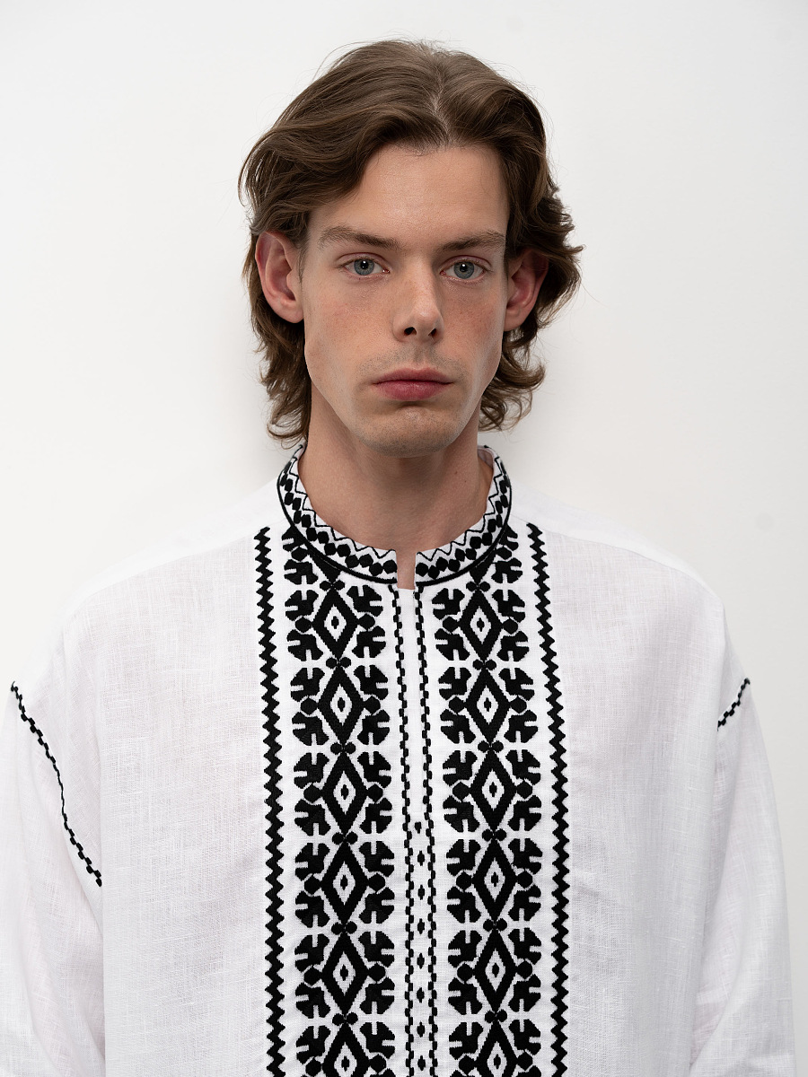 White men's embroidered shirt Kyivska [0]