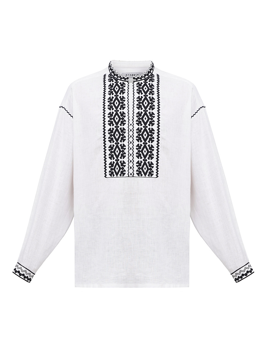 White men's embroidered shirt Kyivska [0]