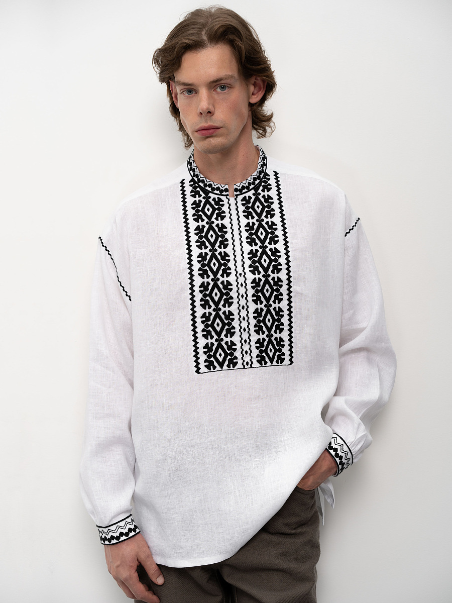 White men's embroidered shirt Kyivska [0]