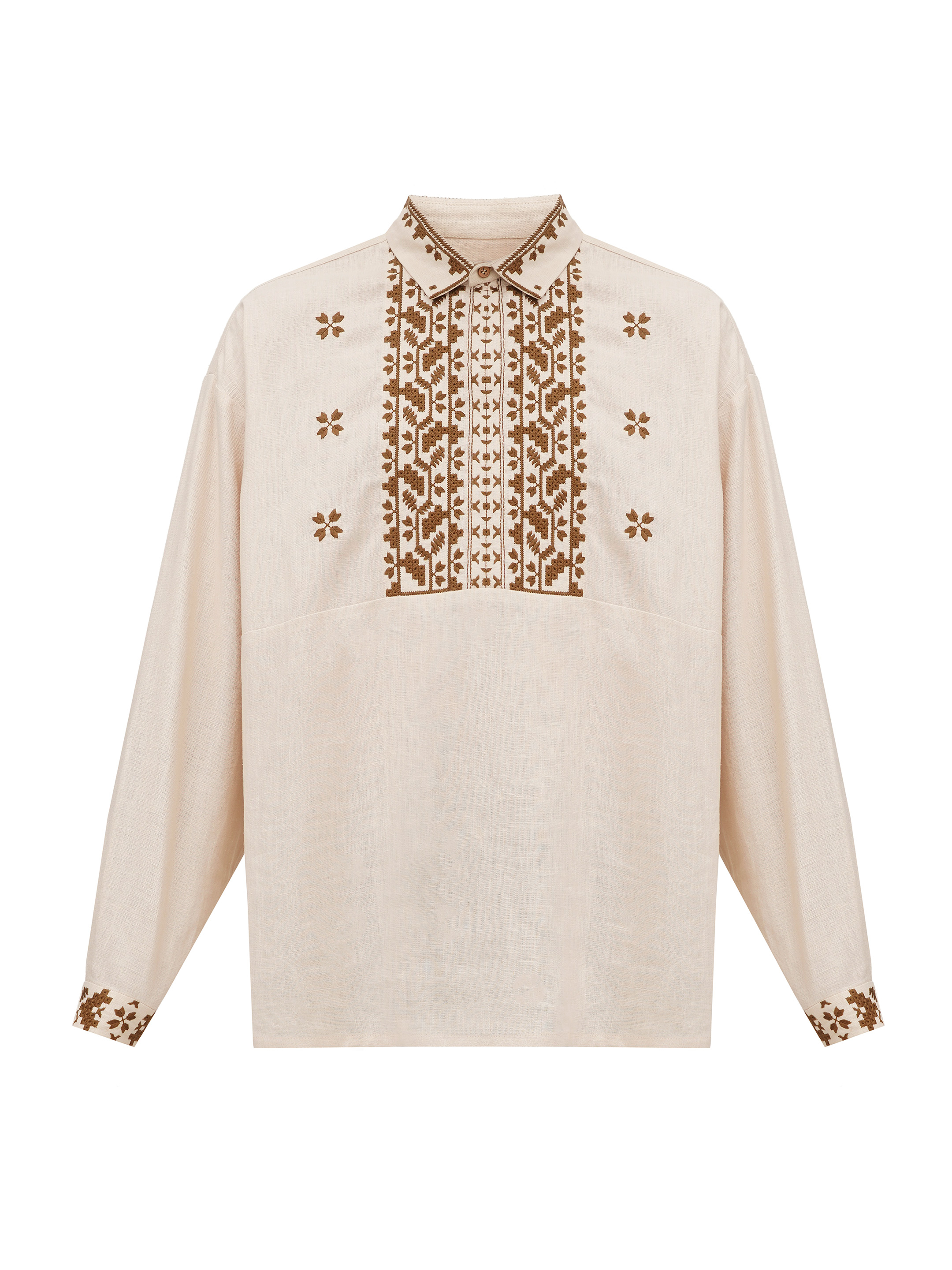 Men's embroidered shirt with a collar Chernihivska fitting