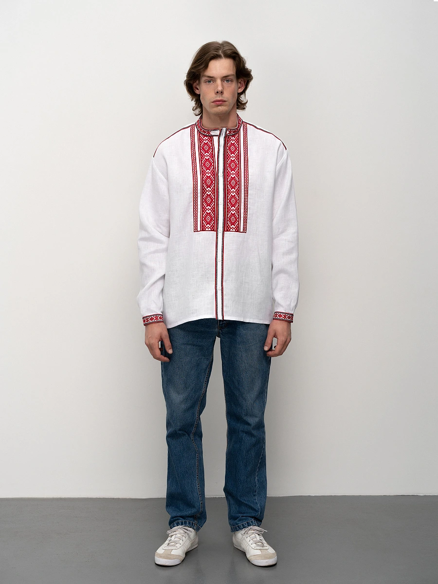Black men's embroidered shirt Zhytomyr Chorna — White