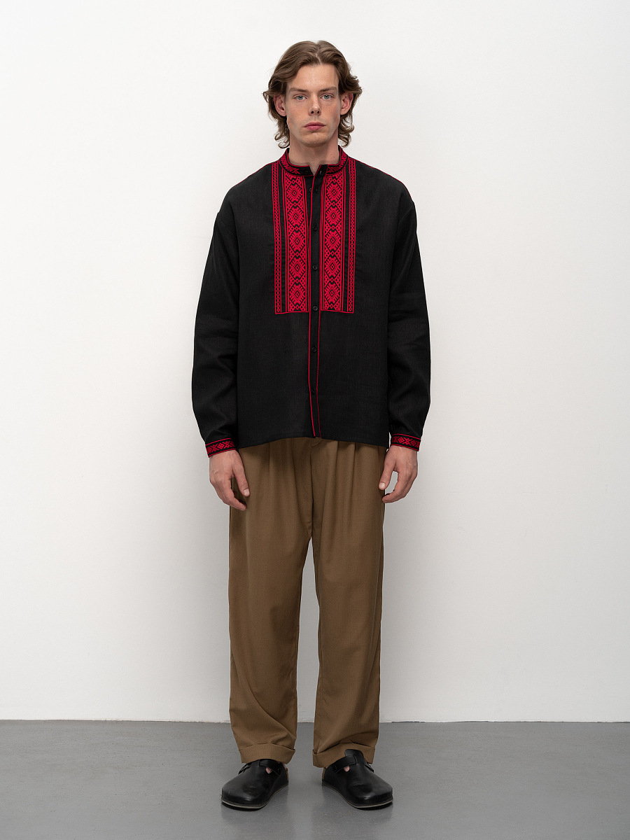 Black men's embroidered shirt Zhytomyr Chorna [0]