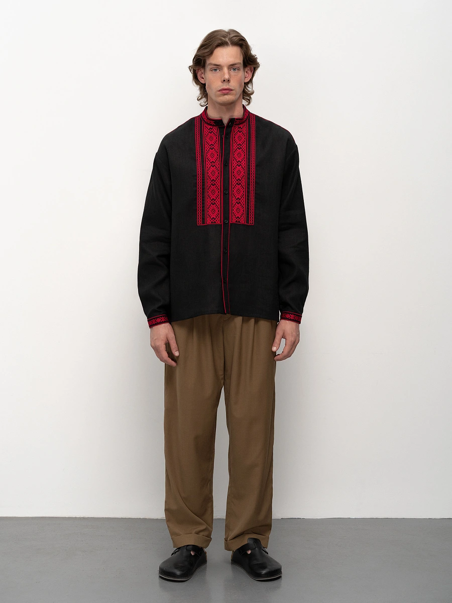 White men's embroidered shirt Zhytomyr Bila — Black